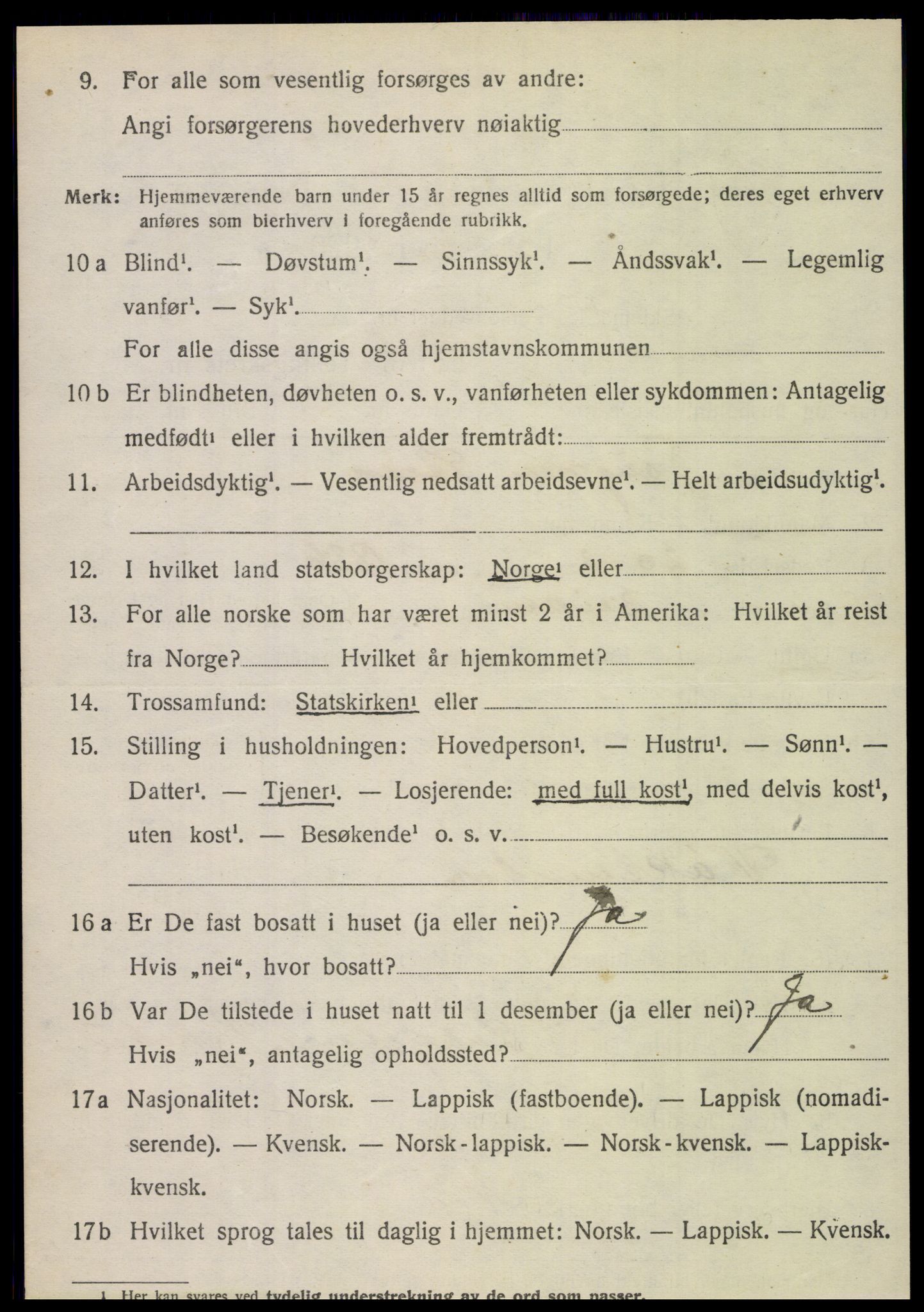 SAT, 1920 census for Fauske, 1920, p. 7013