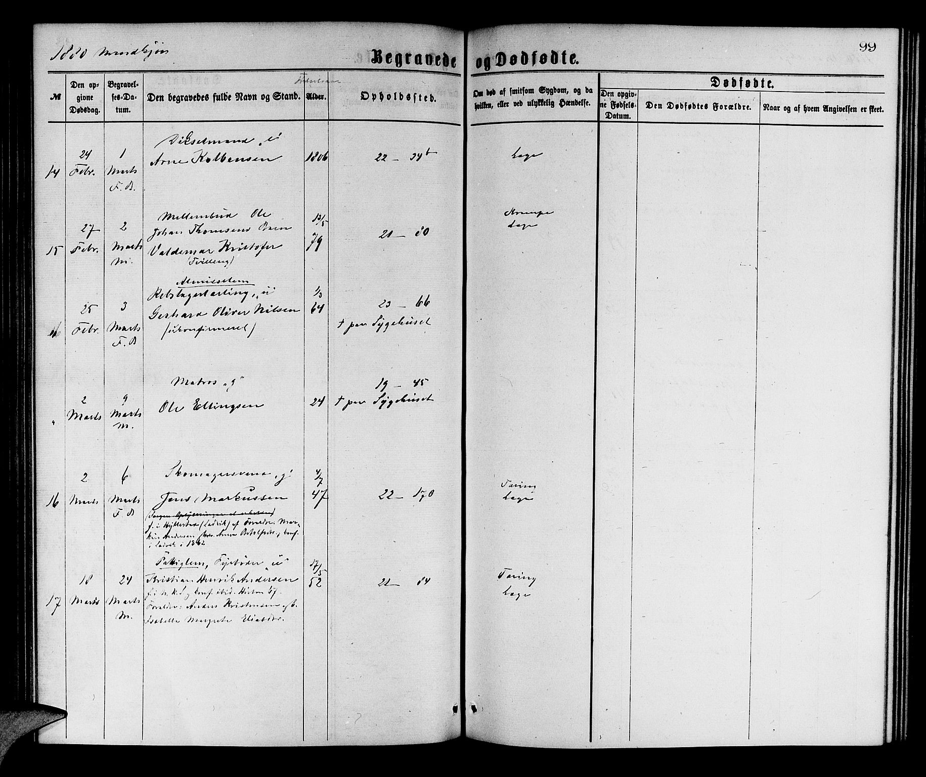 Korskirken sokneprestembete, SAB/A-76101/H/Hab: Parish register (copy) no. E 3, 1871-1883, p. 99