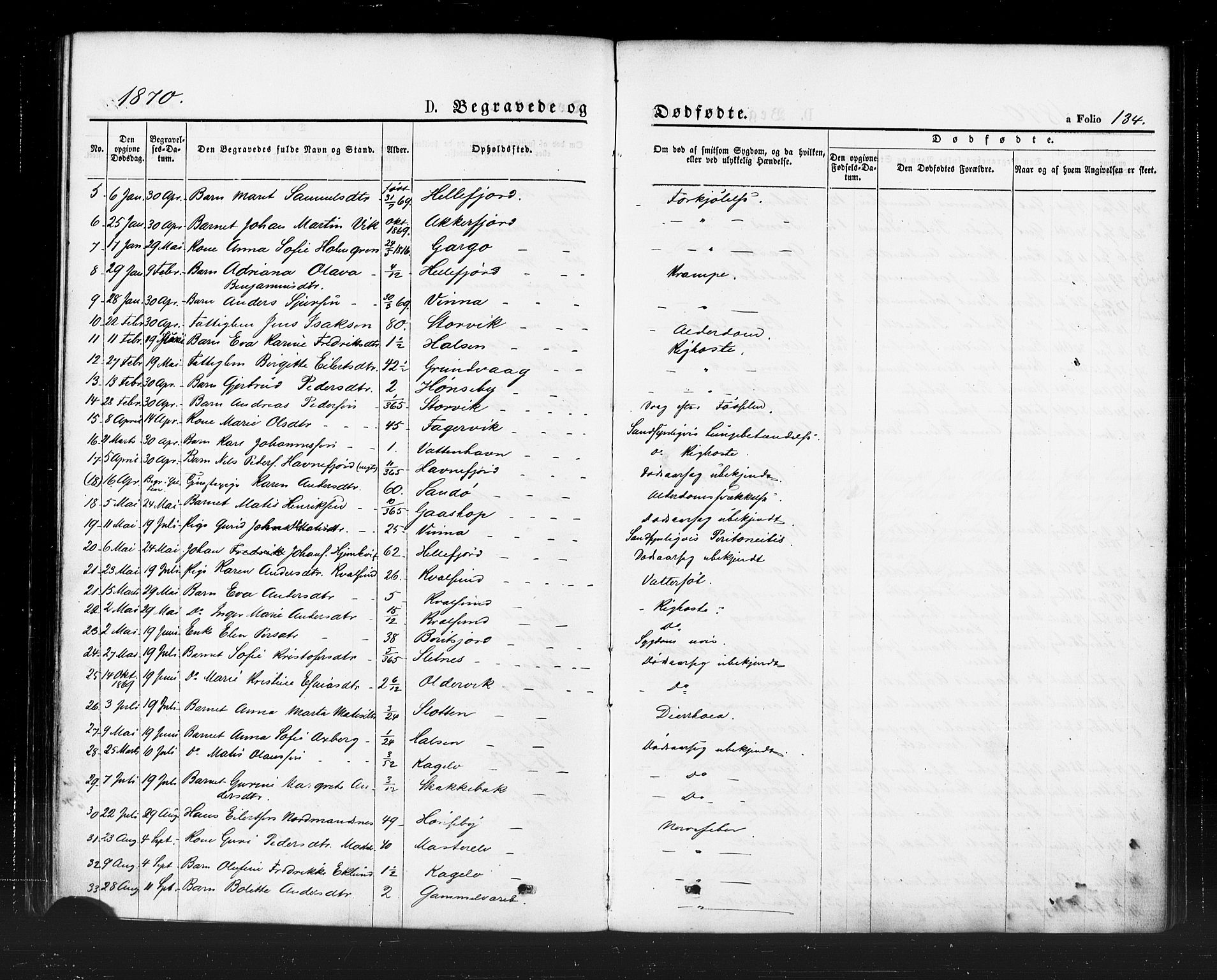 Hammerfest sokneprestkontor, AV/SATØ-S-1347/H/Ha/L0007.kirke: Parish register (official) no. 7, 1869-1884, p. 134