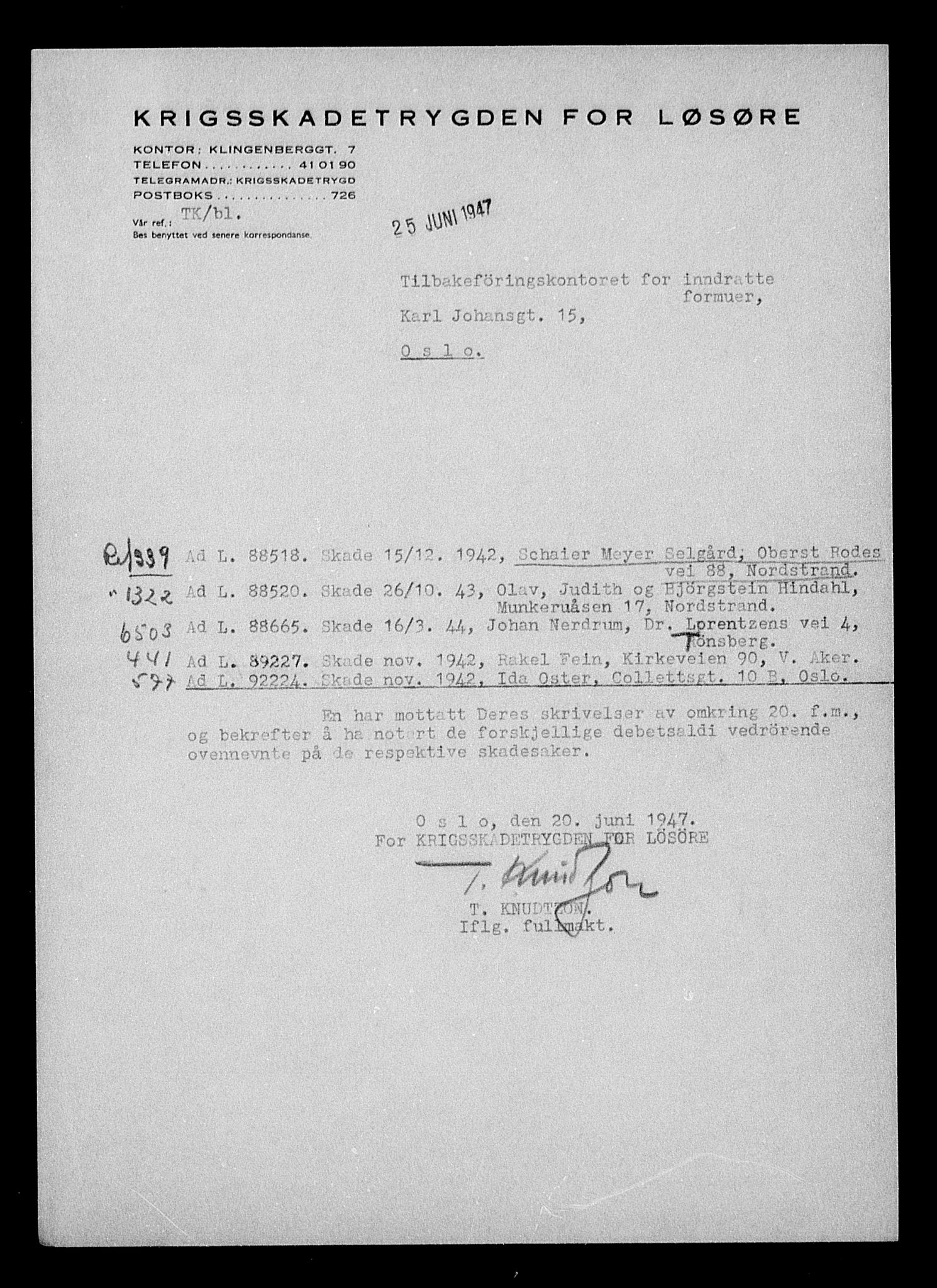 Justisdepartementet, Tilbakeføringskontoret for inndratte formuer, AV/RA-S-1564/H/Hc/Hcc/L0980: --, 1945-1947, p. 4