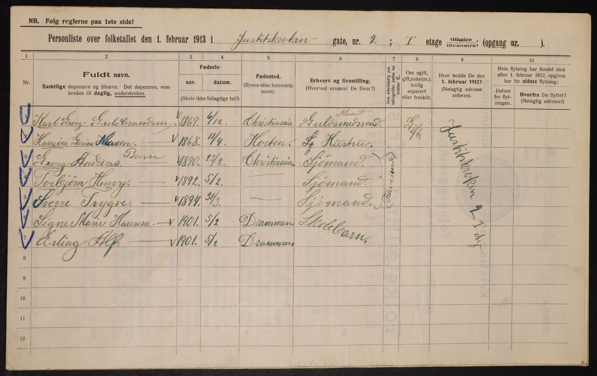 OBA, Municipal Census 1913 for Kristiania, 1913, p. 47440