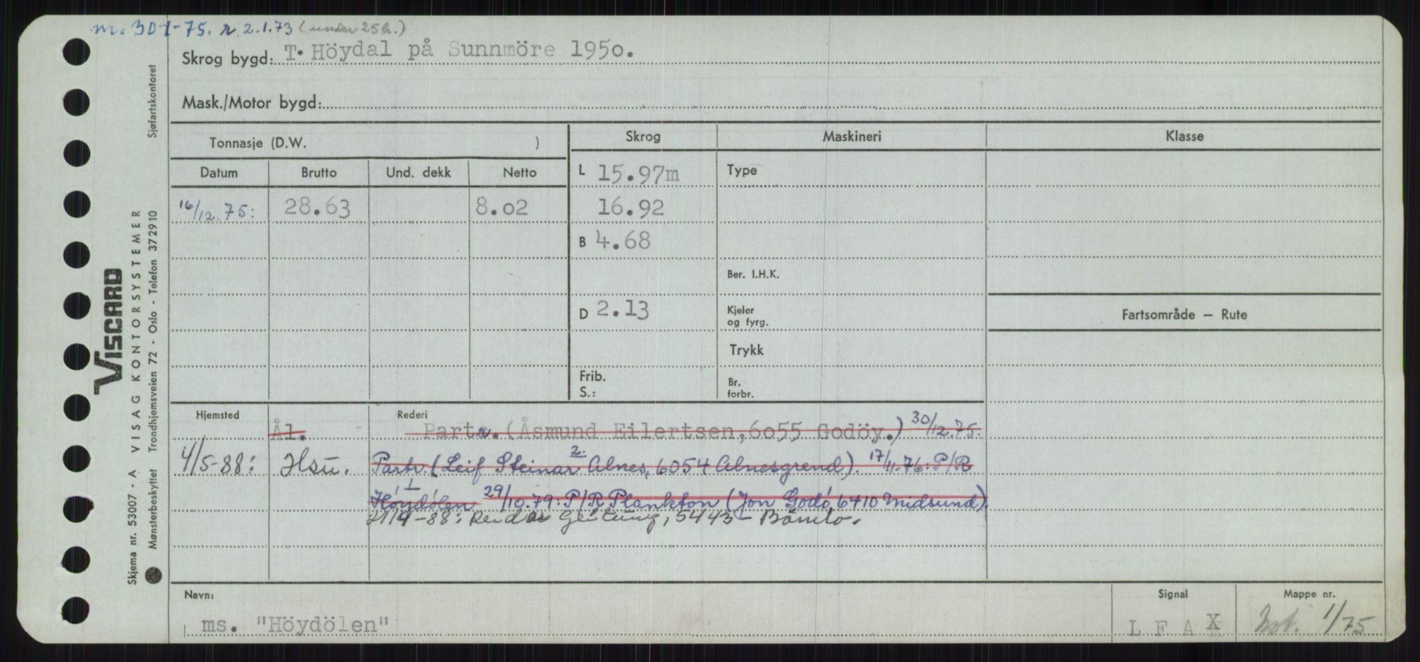 Sjøfartsdirektoratet med forløpere, Skipsmålingen, RA/S-1627/H/Ha/L0003/0001: Fartøy, Hilm-Mar / Fartøy, Hilm-Kol, p. 211