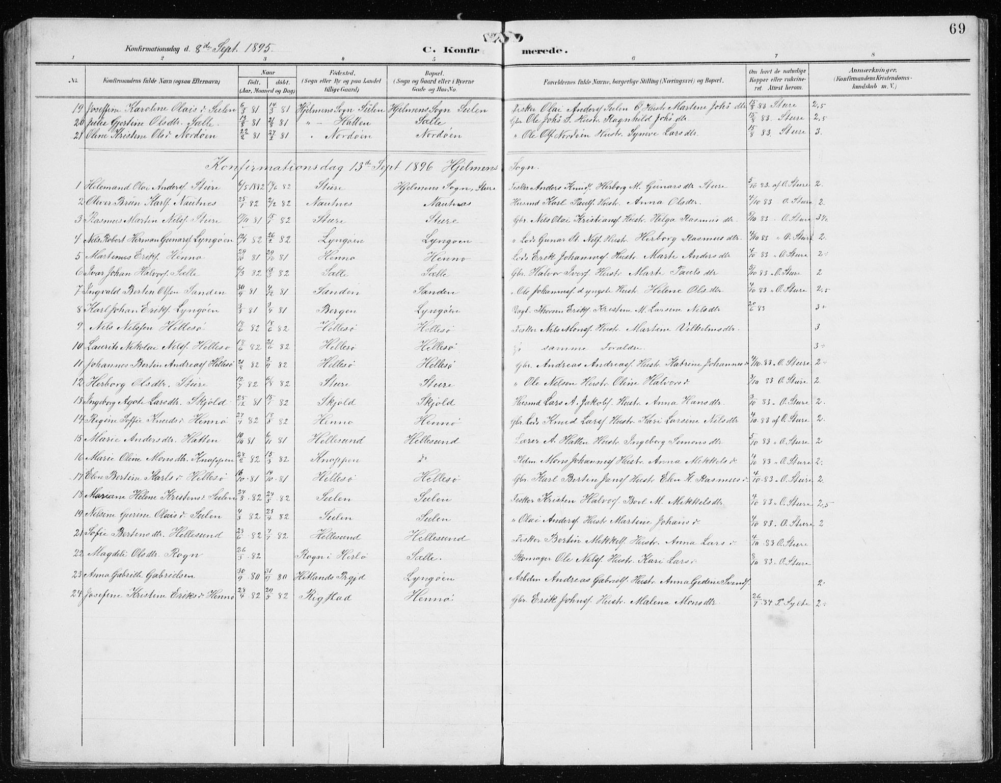 Manger sokneprestembete, AV/SAB-A-76801/H/Hab: Parish register (copy) no. B 3, 1891-1907, p. 69