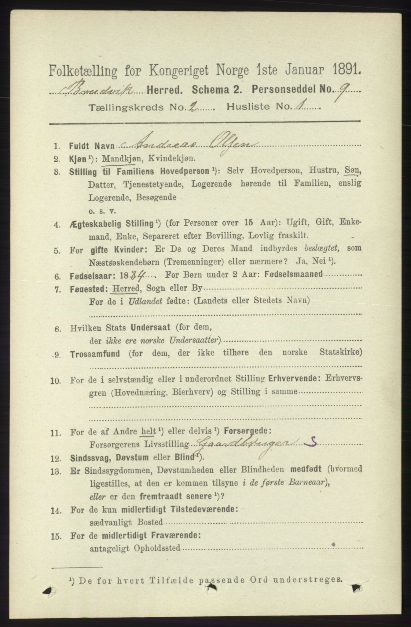RA, 1891 census for 1251 Bruvik, 1891, p. 441