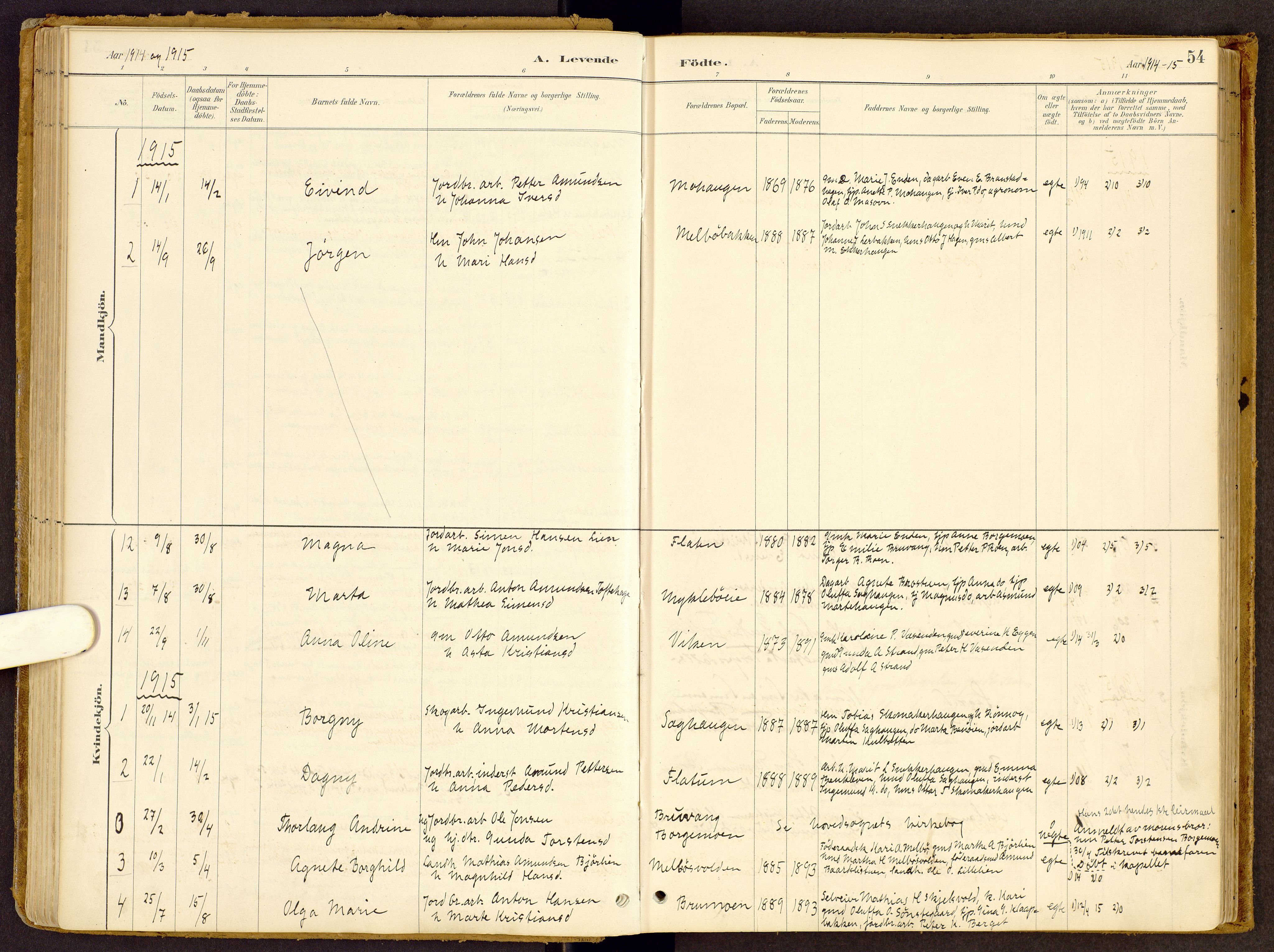 Vestre Gausdal prestekontor, SAH/PREST-094/H/Ha/Haa/L0002: Parish register (official) no. 2, 1887-1918, p. 54