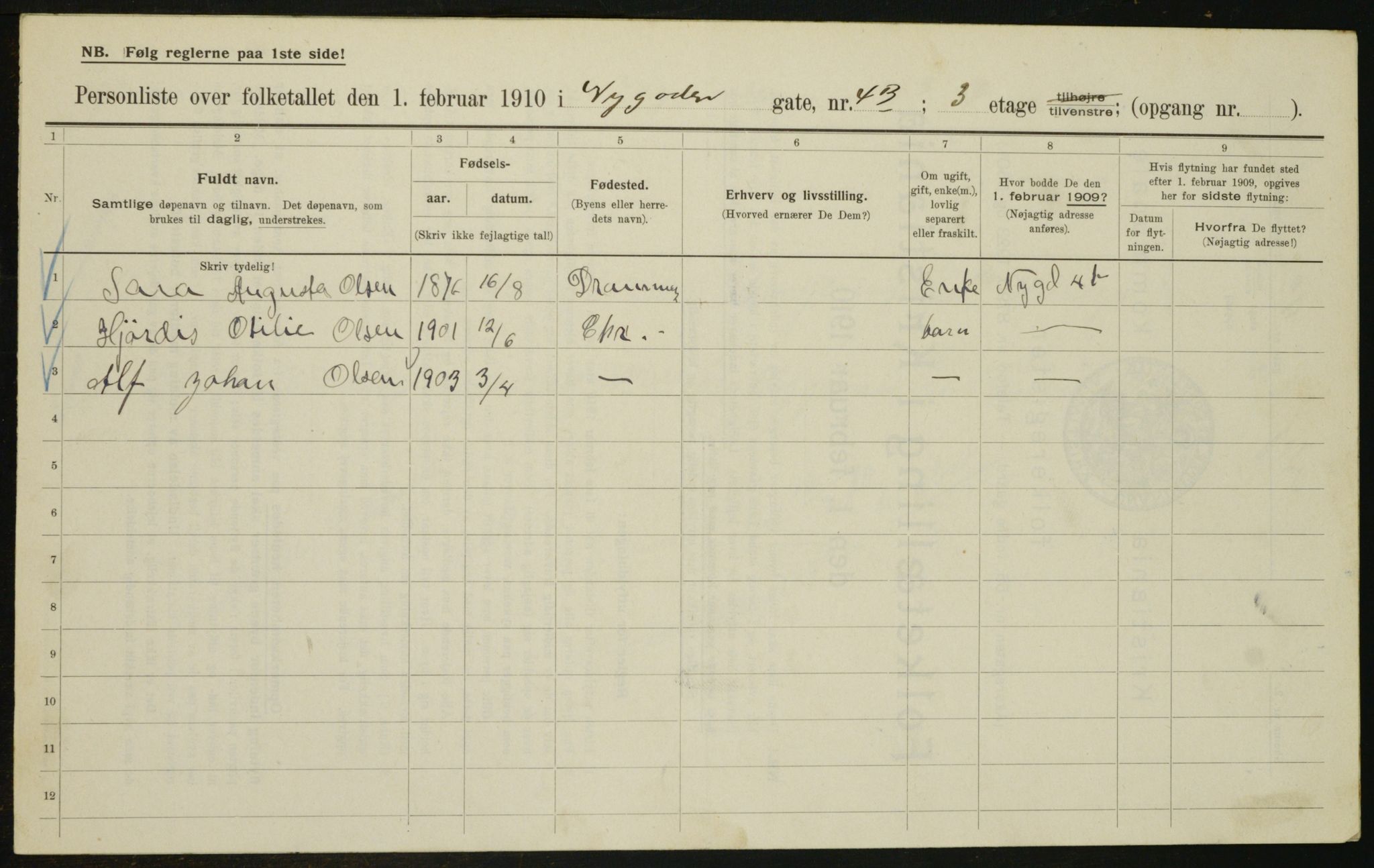 OBA, Municipal Census 1910 for Kristiania, 1910, p. 71412