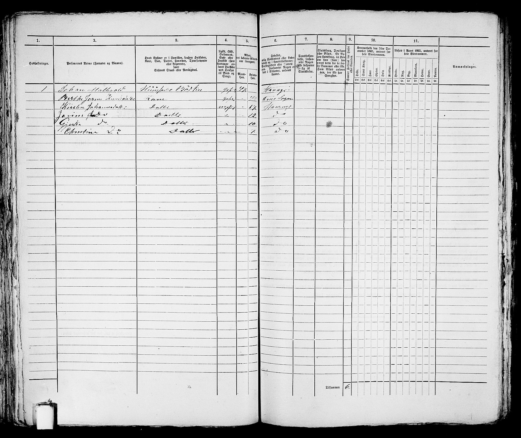 RA, 1865 census for Stavanger, 1865, p. 1150