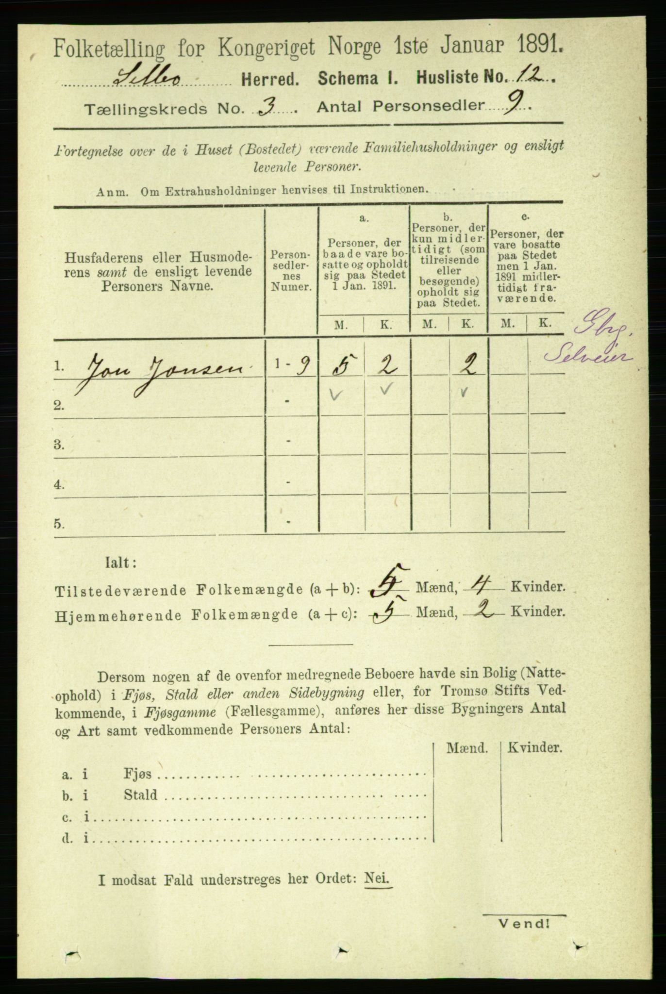 RA, 1891 census for 1664 Selbu, 1891, p. 587