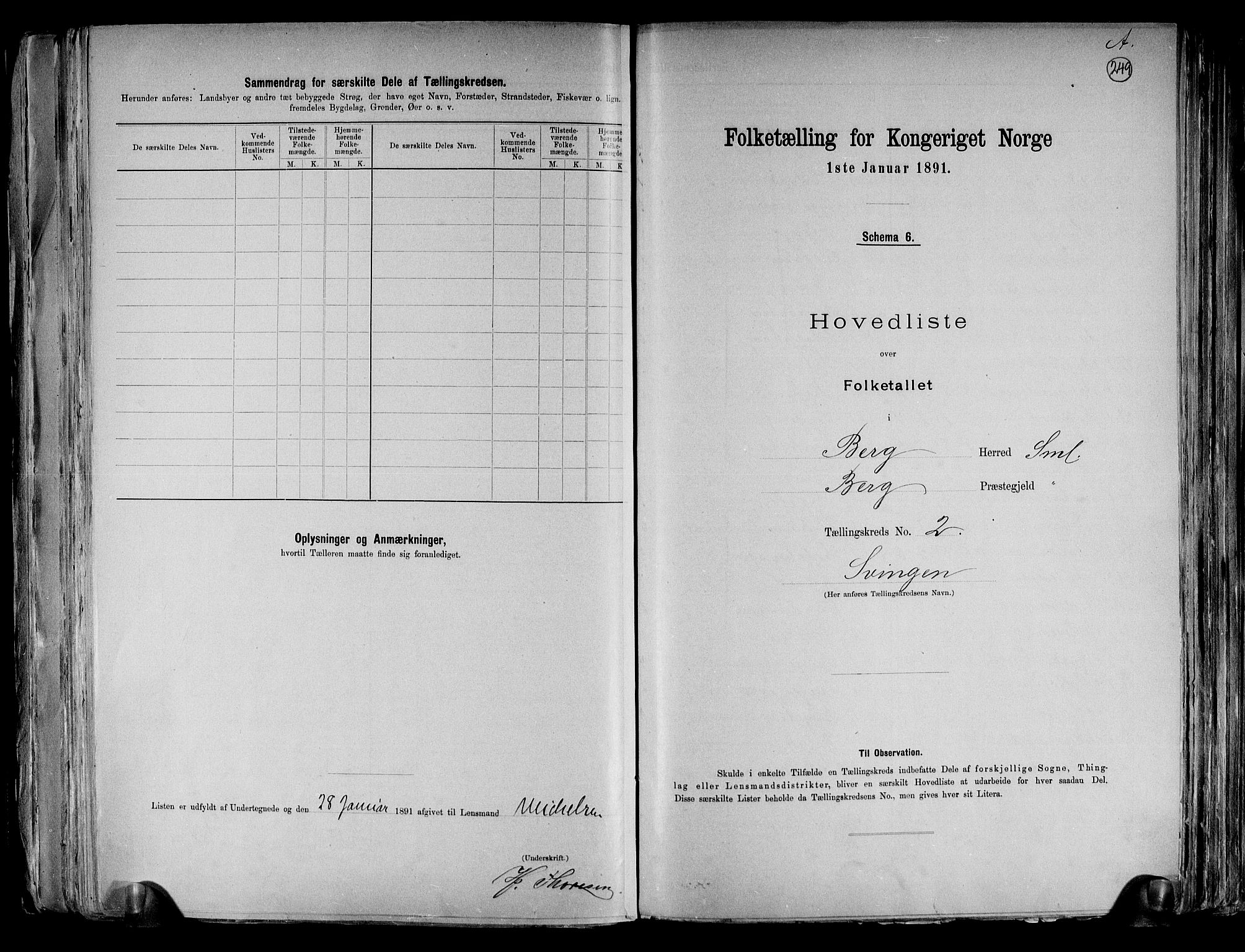 RA, 1891 census for 0116 Berg, 1891, p. 9
