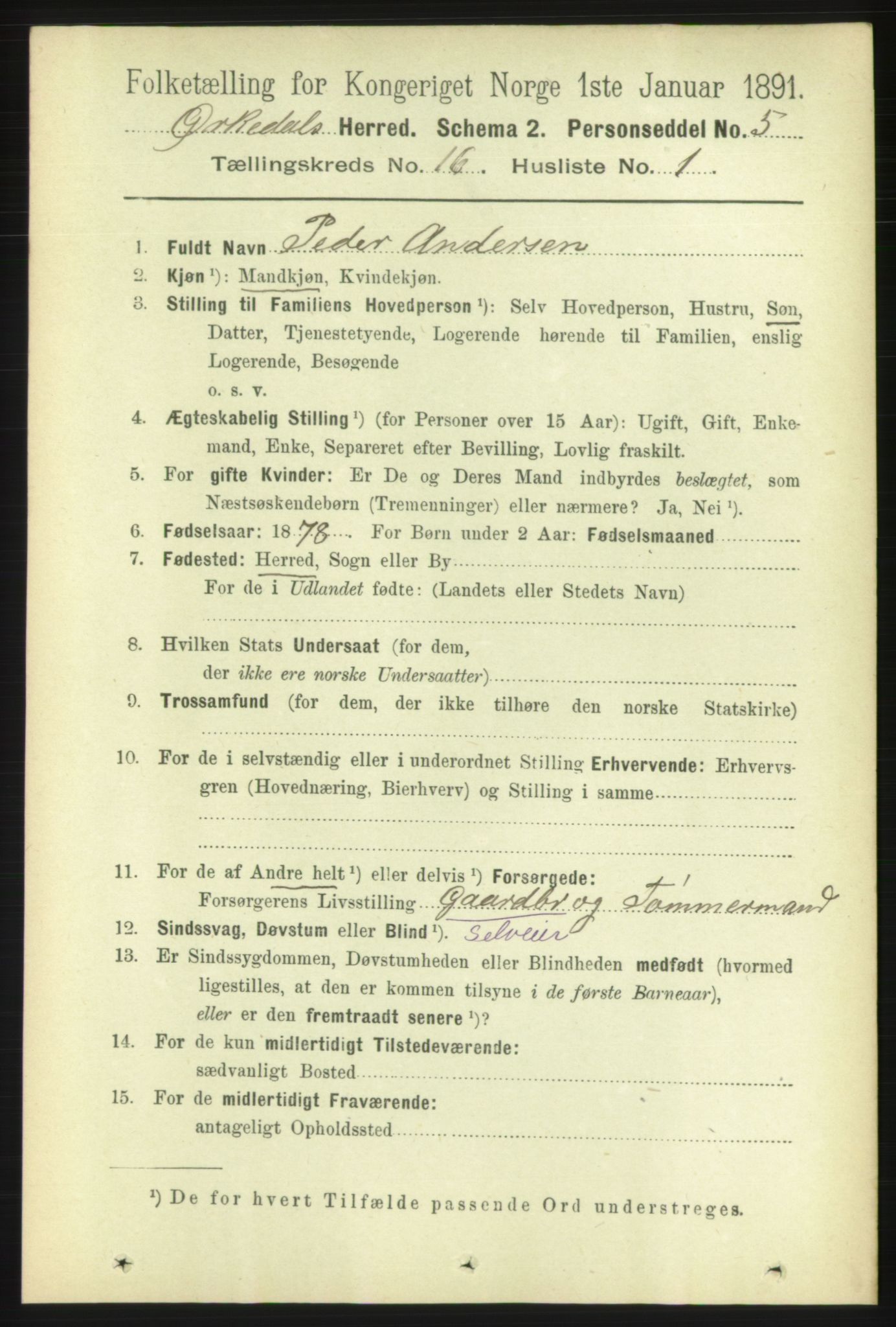 RA, 1891 census for 1638 Orkdal, 1891, p. 7155