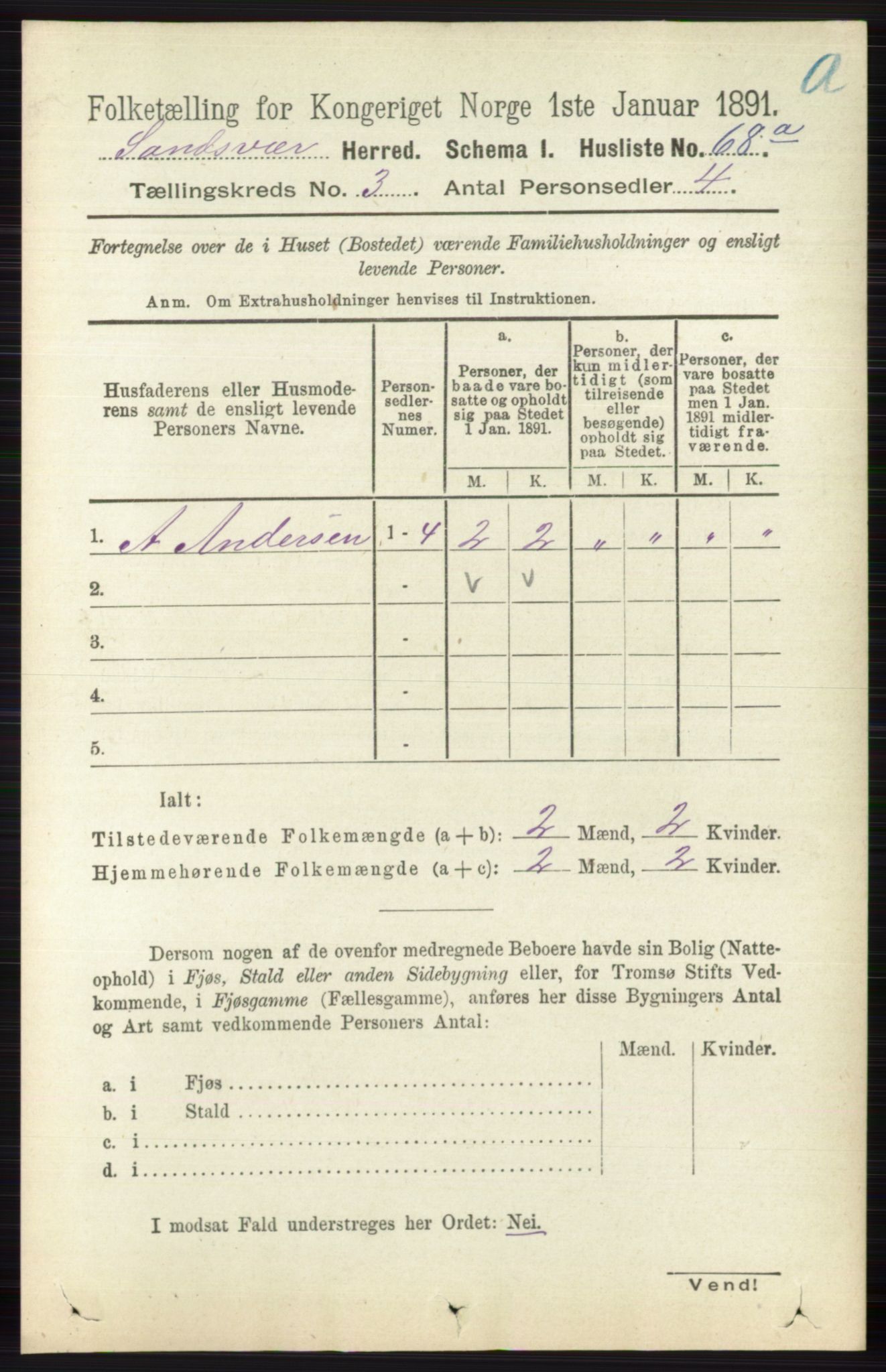 RA, 1891 census for 0629 Sandsvær, 1891, p. 1269
