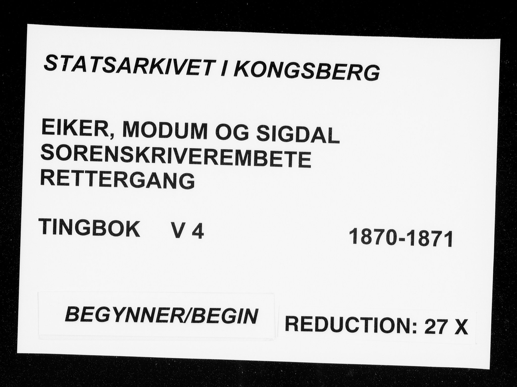 Eiker, Modum og Sigdal sorenskriveri, AV/SAKO-A-123/F/Fa/Fae/L0004: Tingbok, 1870-1871