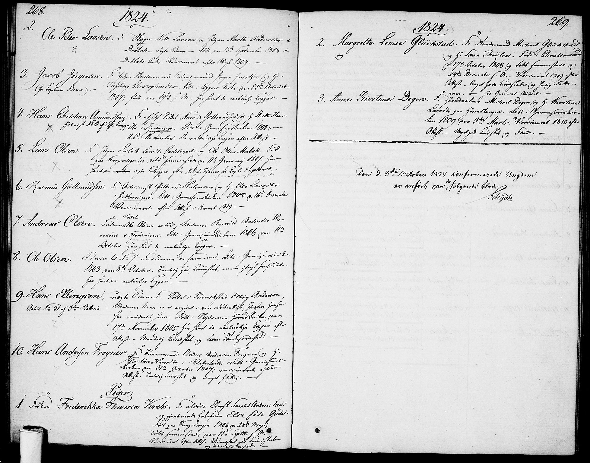 Garnisonsmenigheten Kirkebøker, AV/SAO-A-10846/F/Fa/L0004: Parish register (official) no. 4, 1820-1828, p. 268-269