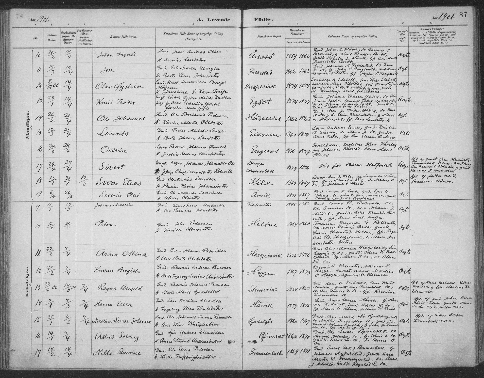 Ministerialprotokoller, klokkerbøker og fødselsregistre - Møre og Romsdal, AV/SAT-A-1454/511/L0142: Parish register (official) no. 511A09, 1891-1905, p. 87