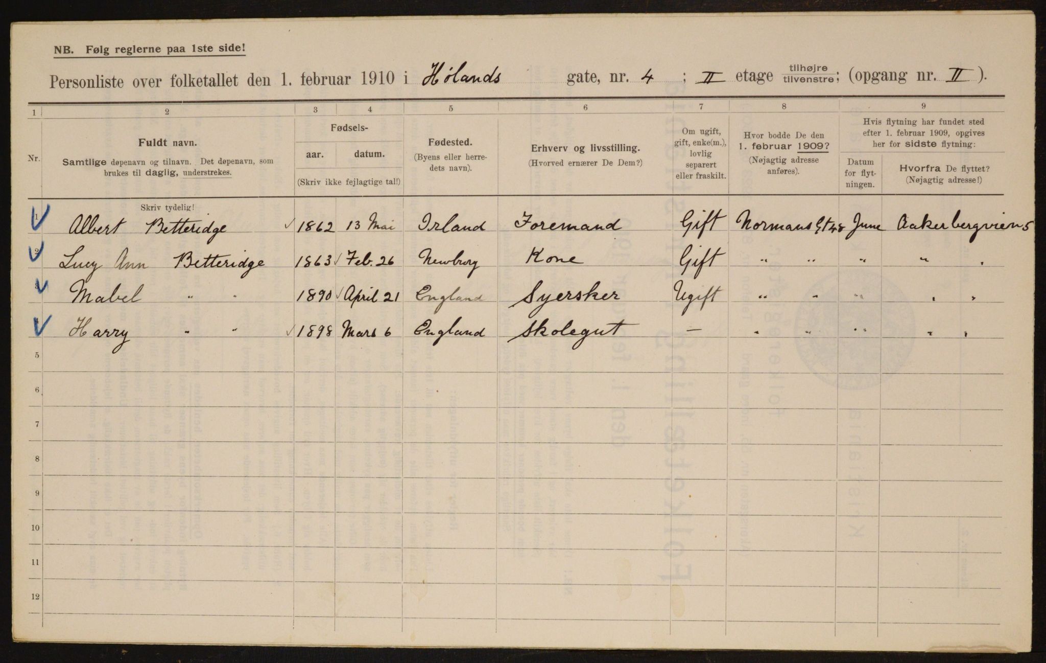 OBA, Municipal Census 1910 for Kristiania, 1910, p. 41475