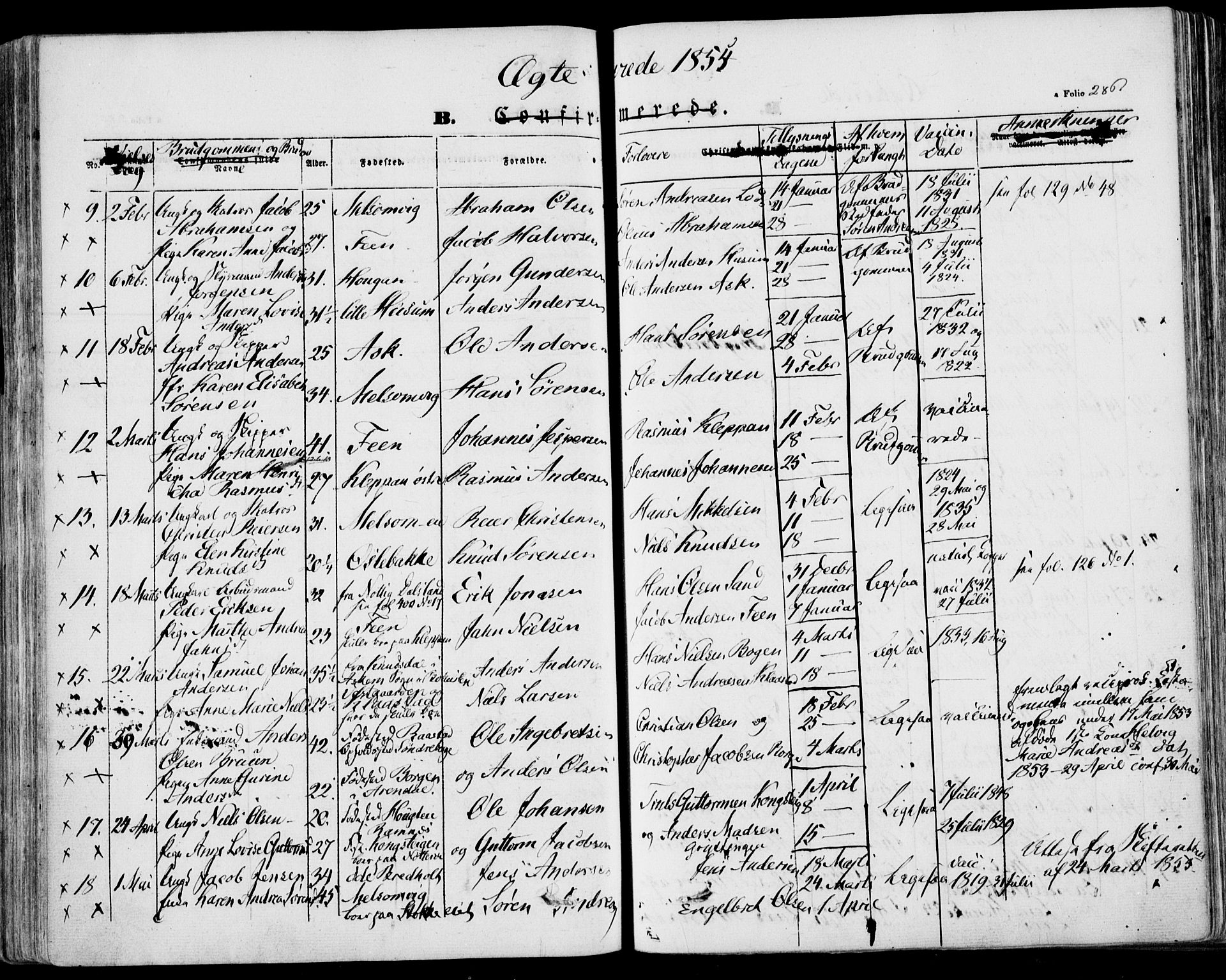 Stokke kirkebøker, AV/SAKO-A-320/F/Fa/L0007: Parish register (official) no. I 7, 1844-1857, p. 286