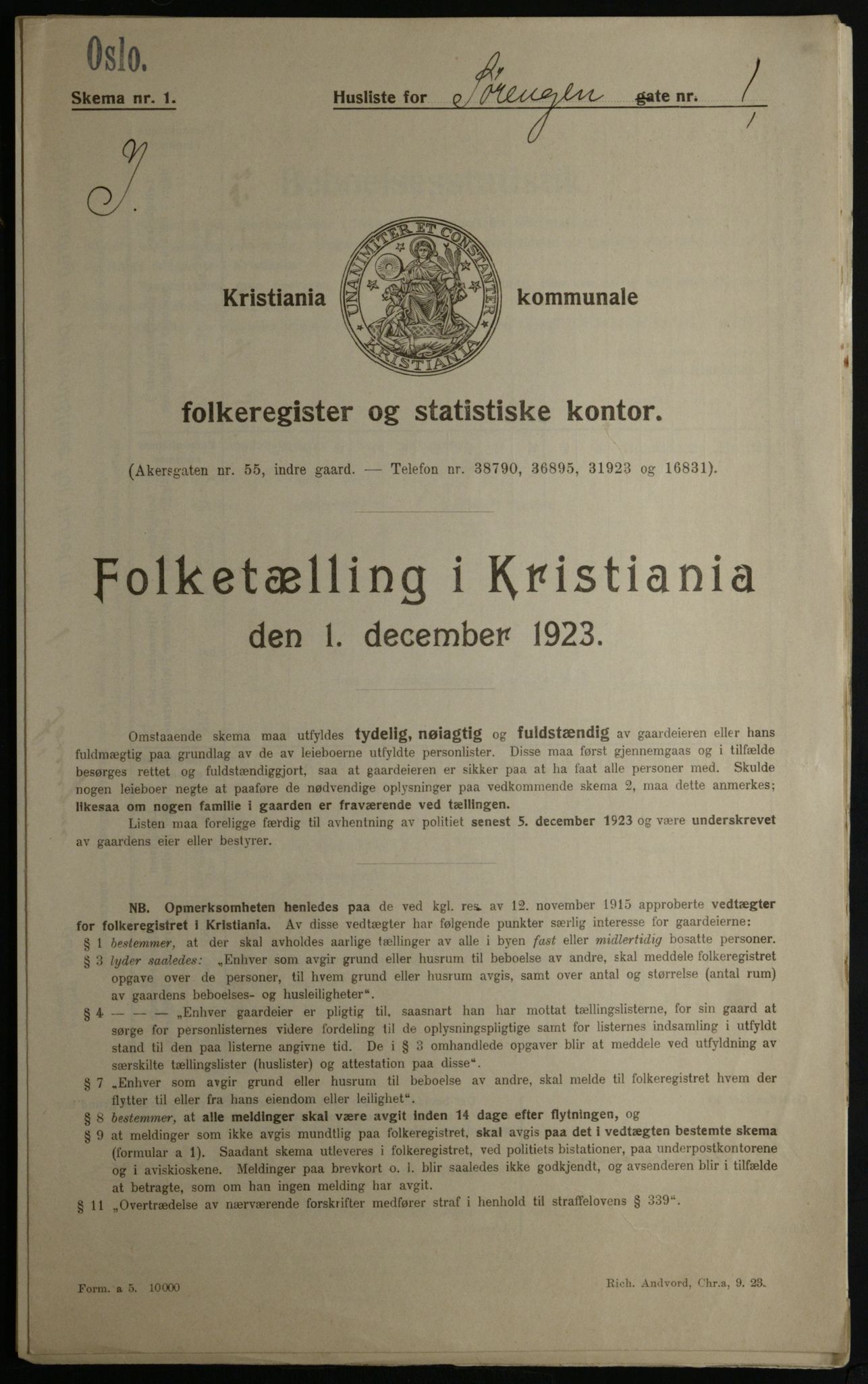 OBA, Municipal Census 1923 for Kristiania, 1923, p. 117831