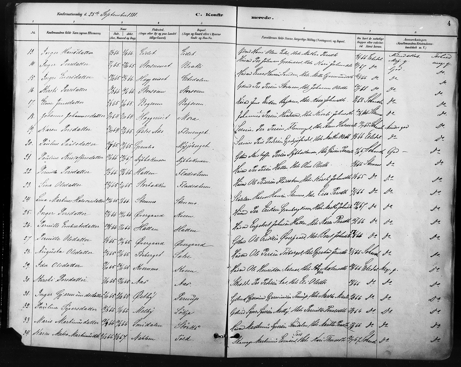 Trysil prestekontor, AV/SAH-PREST-046/H/Ha/Haa/L0009: Parish register (official) no. 9, 1881-1897, p. 4