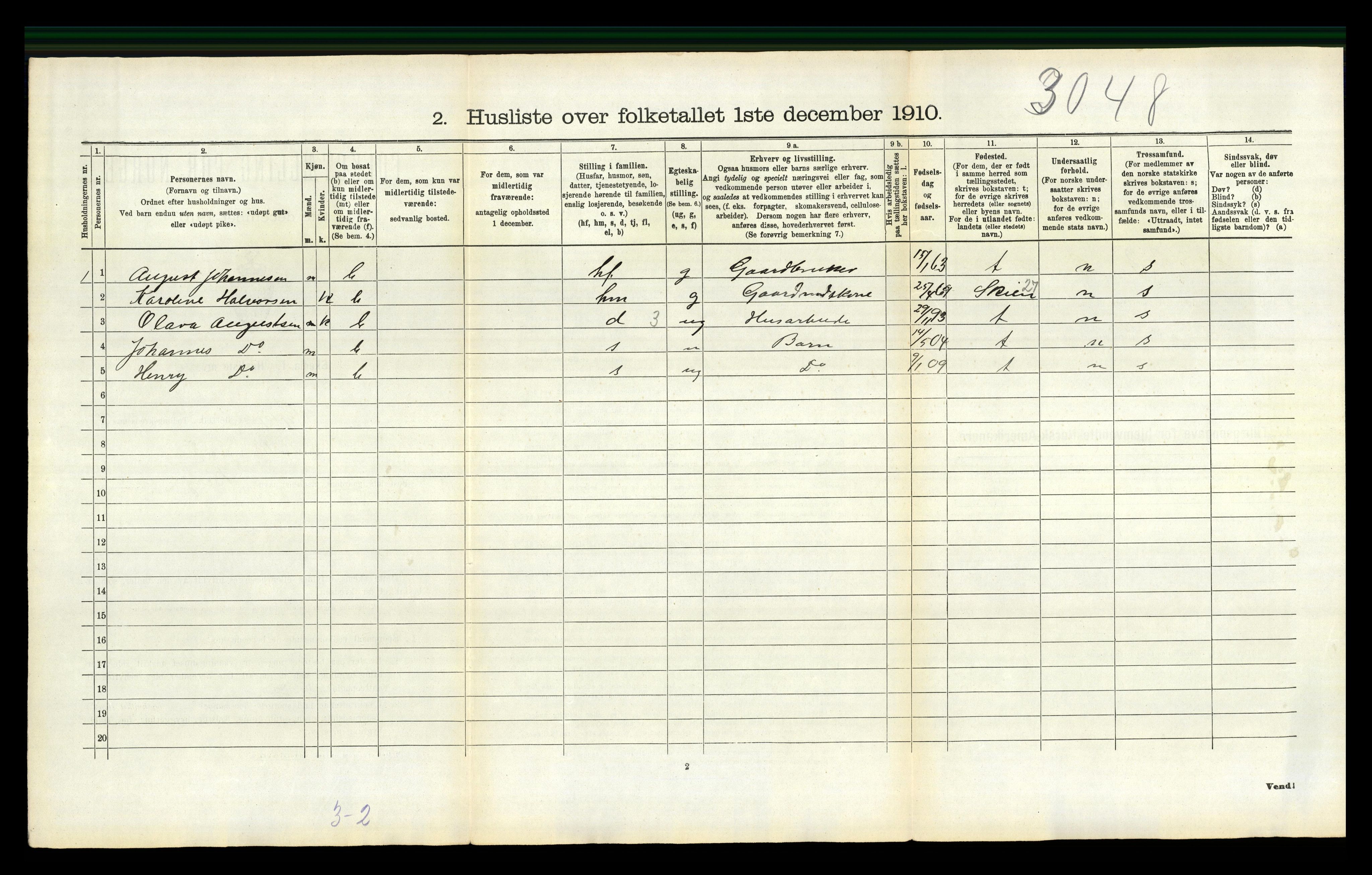 RA, 1910 census for Gjerpen, 1910, p. 2552