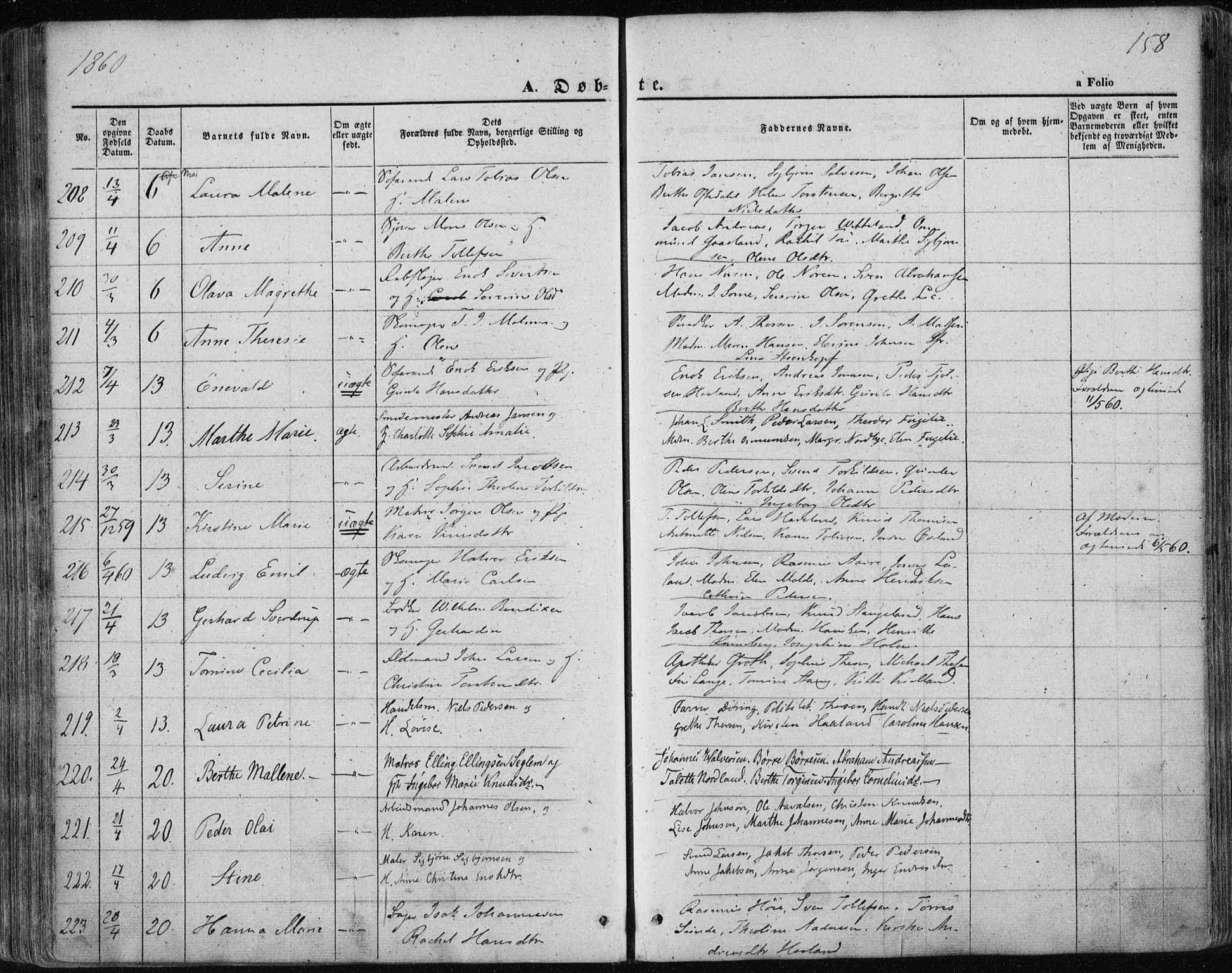 Domkirken sokneprestkontor, AV/SAST-A-101812/001/30/30BA/L0017: Parish register (official) no. A 16, 1855-1867, p. 158