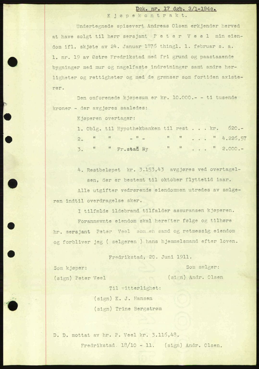 Fredrikstad byfogd, AV/SAO-A-10473a/G/Ga/Gac/L0002: Mortgage book no. A32a, 1940-1945, Diary no: : 17/1940