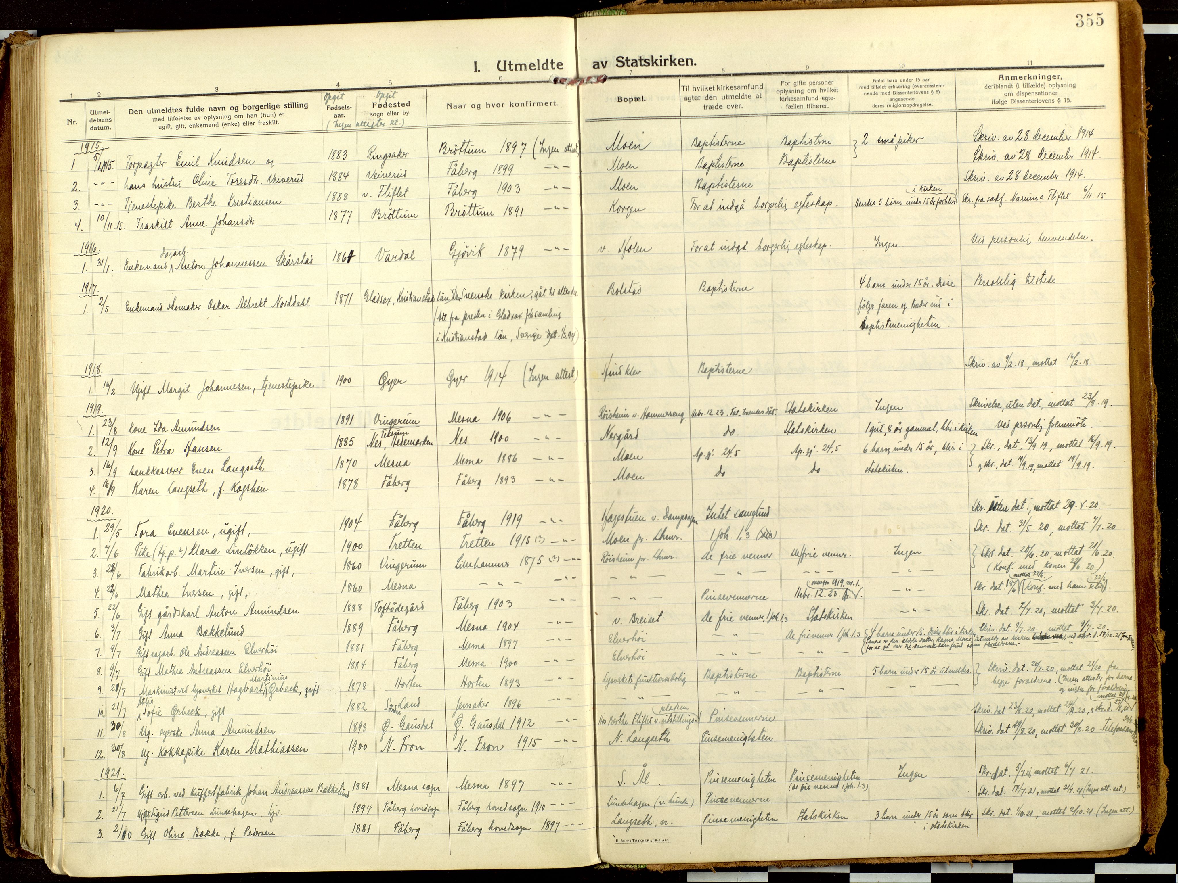 Fåberg prestekontor, AV/SAH-PREST-086/H/Ha/Haa/L0013: Parish register (official) no. 13, 1913-1928, p. 355