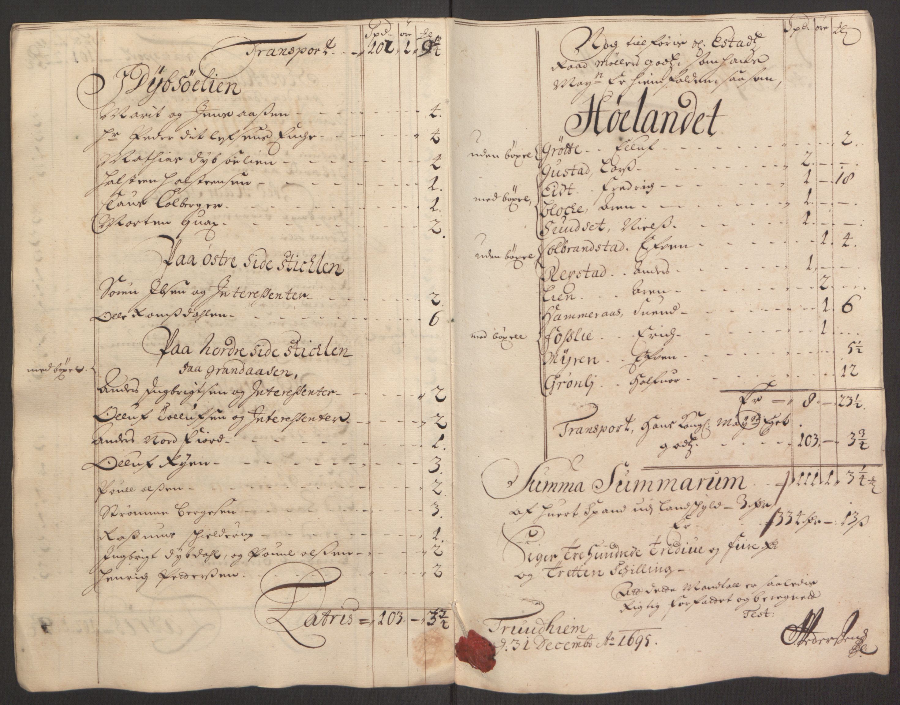 Rentekammeret inntil 1814, Reviderte regnskaper, Fogderegnskap, RA/EA-4092/R60/L3945: Fogderegnskap Orkdal og Gauldal, 1695, p. 368