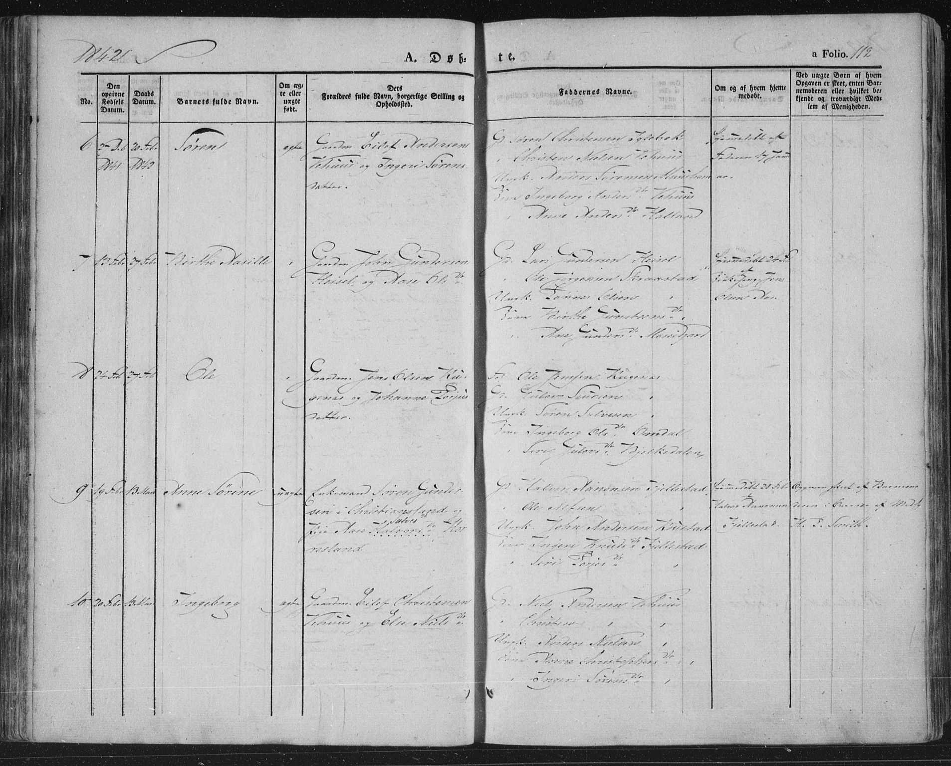 Vennesla sokneprestkontor, AV/SAK-1111-0045/Fa/Fac/L0004: Parish register (official) no. A 4, 1834-1855, p. 112