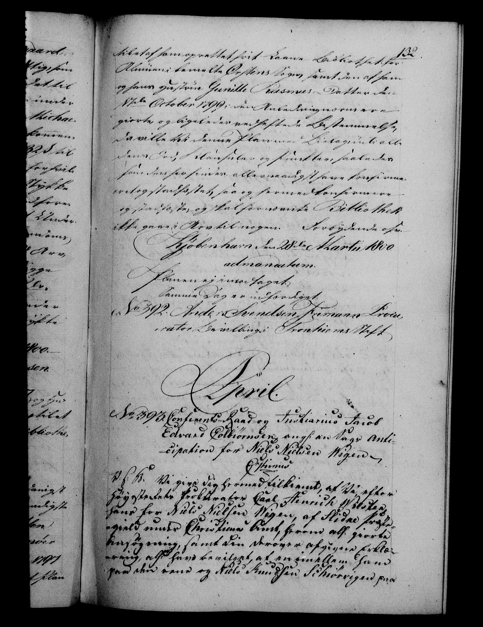Danske Kanselli 1800-1814, RA/EA-3024/H/Hf/Hfb/Hfba/L0001: Registranter, 1800-1801, p. 132a