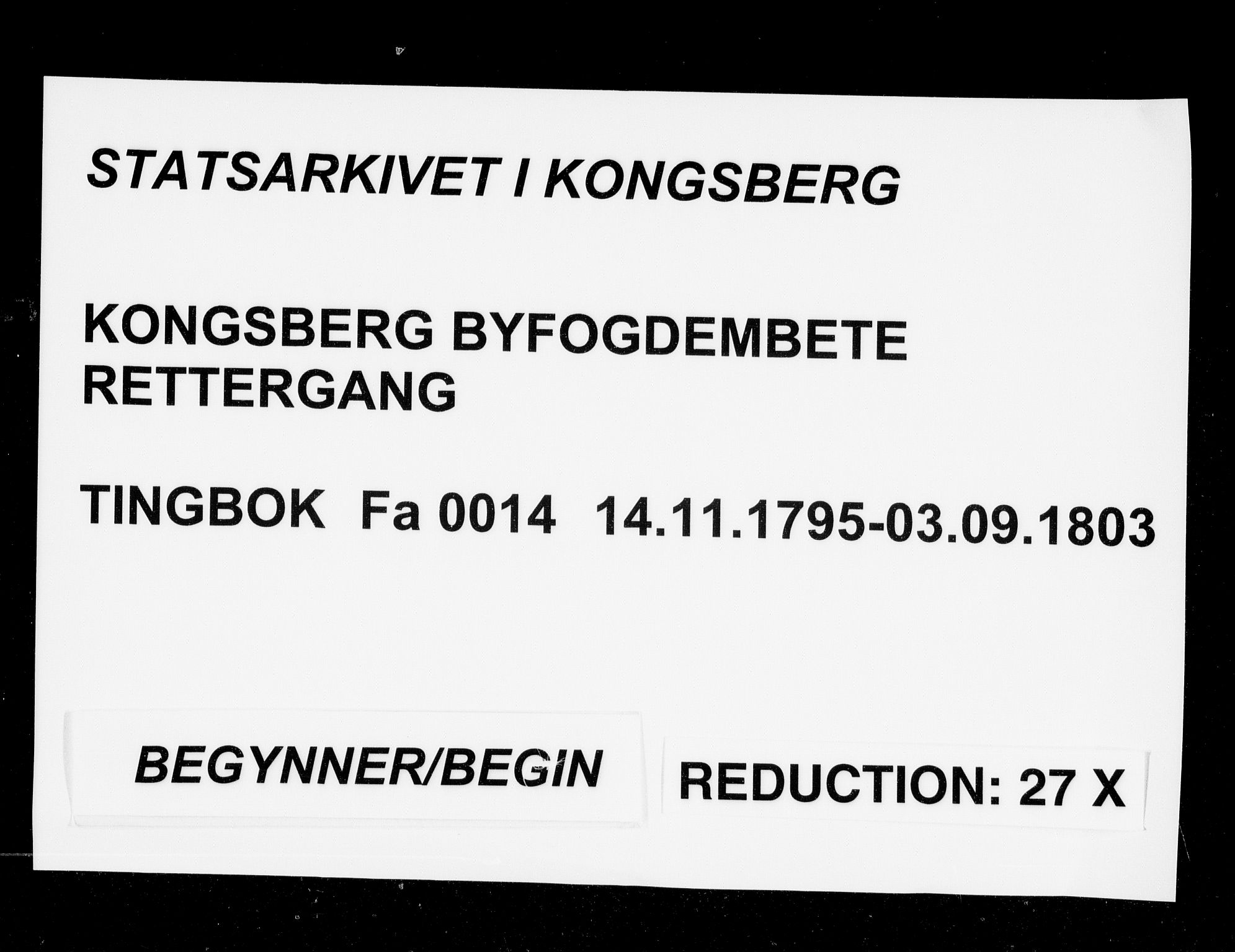 Kongsberg byfogd, SAKO/A-84/F/Fa/L0014: Tingbok, 1795-1803