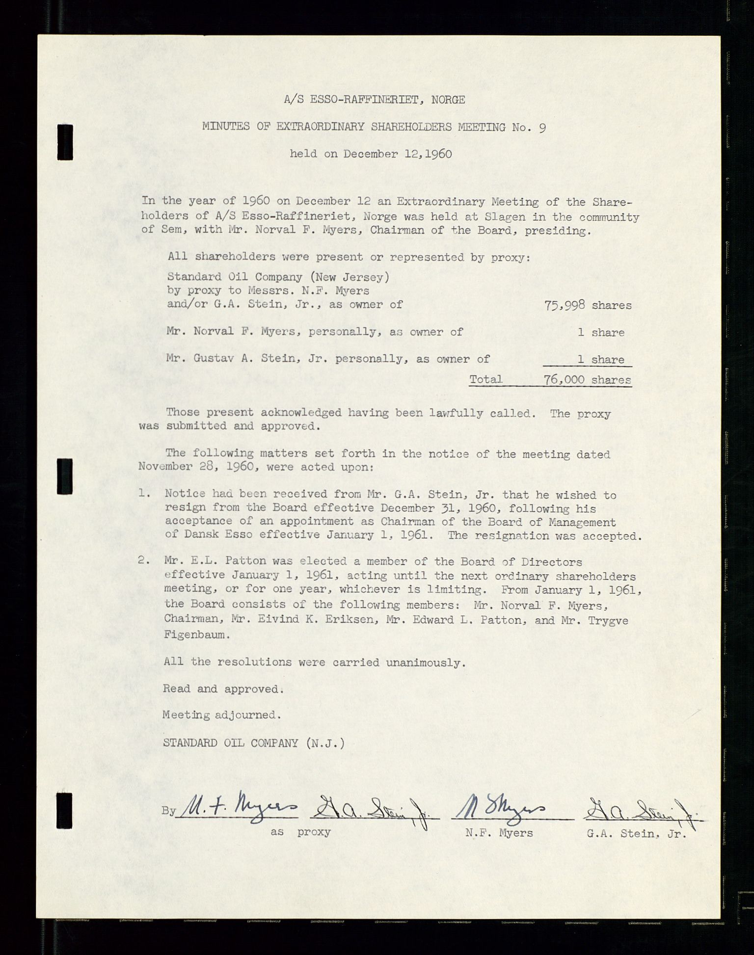 PA 1537 - A/S Essoraffineriet Norge, AV/SAST-A-101957/A/Aa/L0001/0002: Styremøter / Shareholder meetings, board meetings, by laws (vedtekter), 1957-1960, p. 22