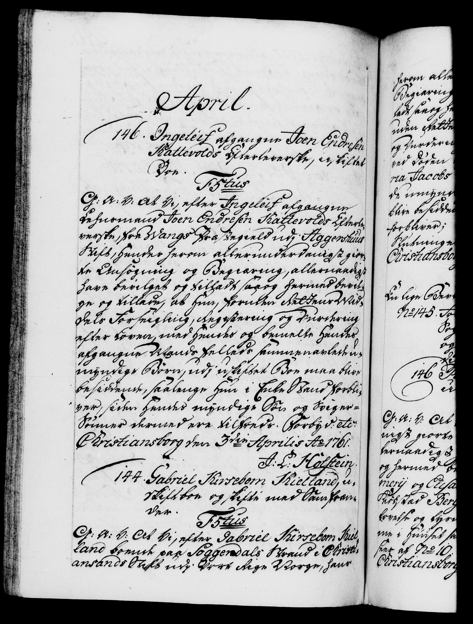 Danske Kanselli 1572-1799, AV/RA-EA-3023/F/Fc/Fca/Fcaa/L0041: Norske registre, 1760-1762, p. 396b