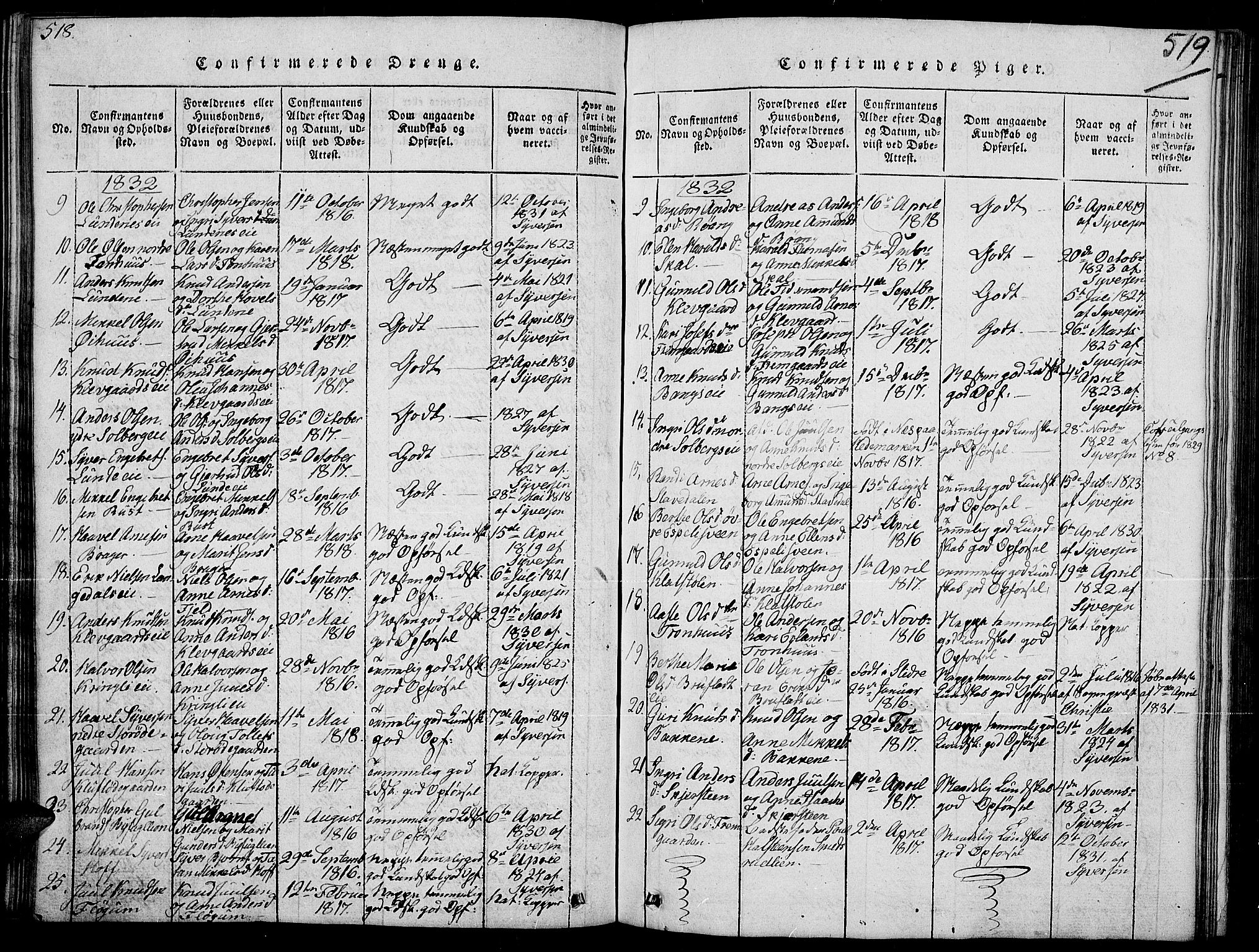 Sør-Aurdal prestekontor, SAH/PREST-128/H/Ha/Hab/L0002: Parish register (copy) no. 2, 1826-1840, p. 518-519
