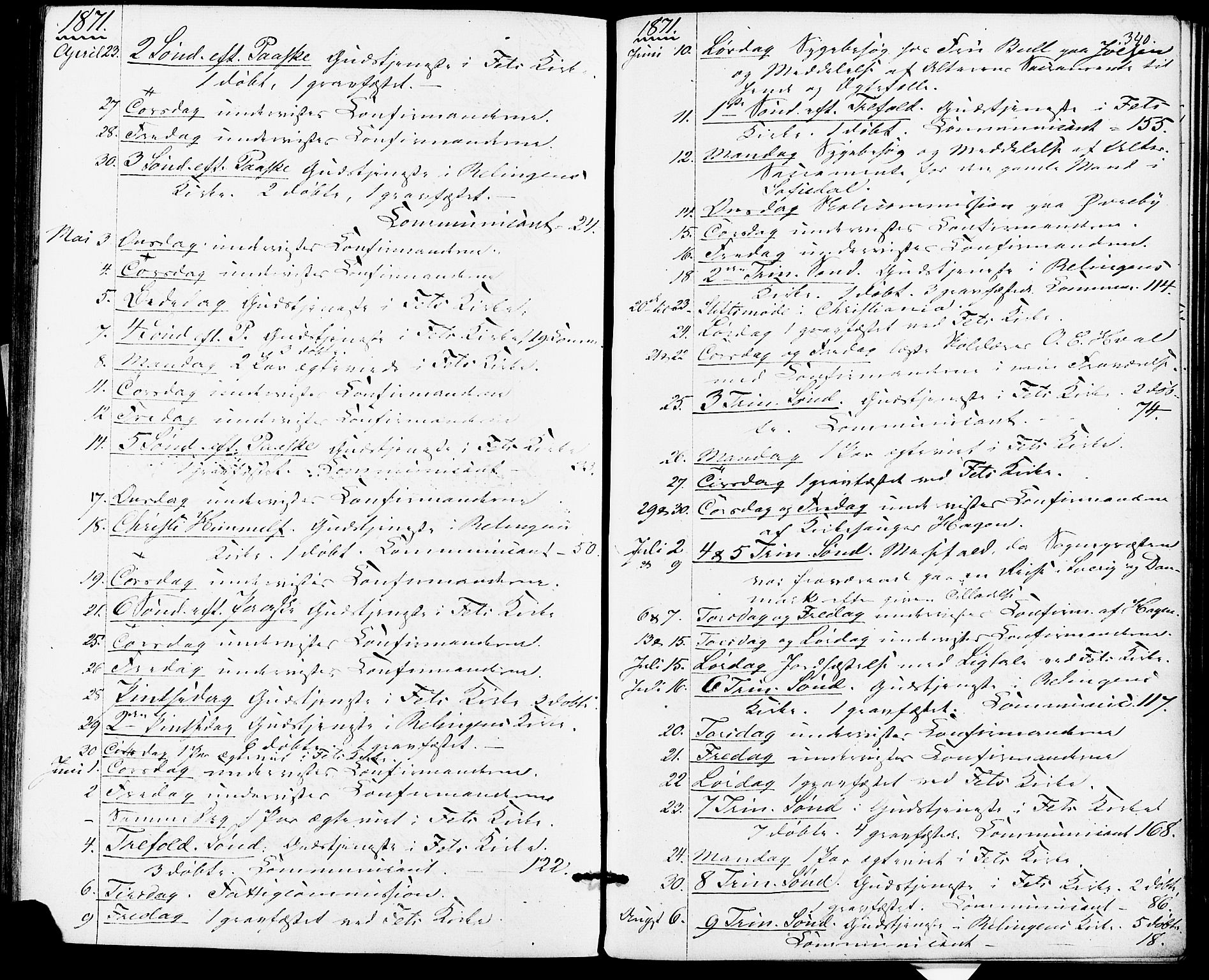 Fet prestekontor Kirkebøker, AV/SAO-A-10370a/F/Fa/L0013: Parish register (official) no. I 13, 1867-1877, p. 341