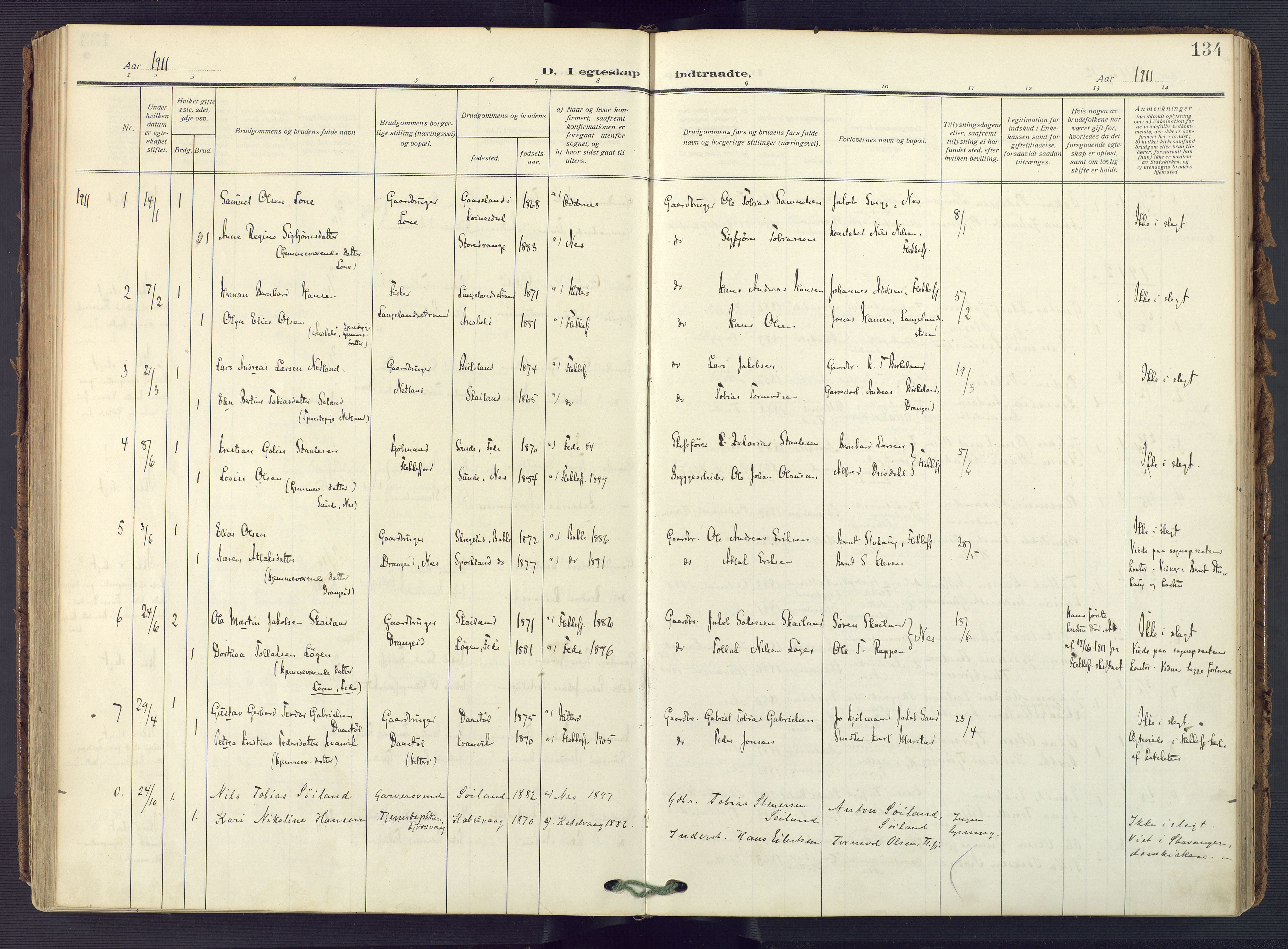 Flekkefjord sokneprestkontor, AV/SAK-1111-0012/F/Fa/Fac/L0010: Parish register (official) no. A 10, 1910-1927, p. 134