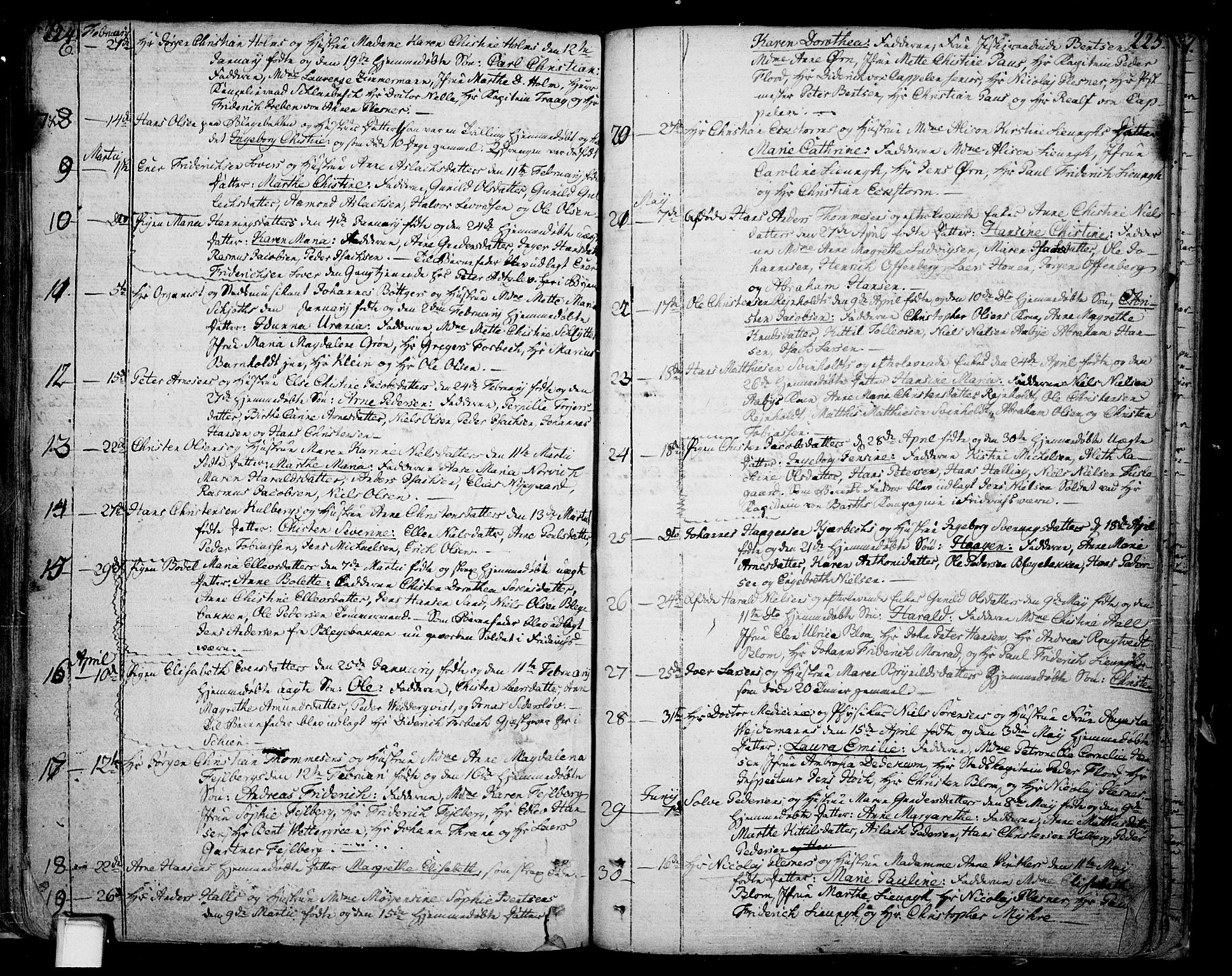 Skien kirkebøker, SAKO/A-302/F/Fa/L0004: Parish register (official) no. 4, 1792-1814, p. 224-225