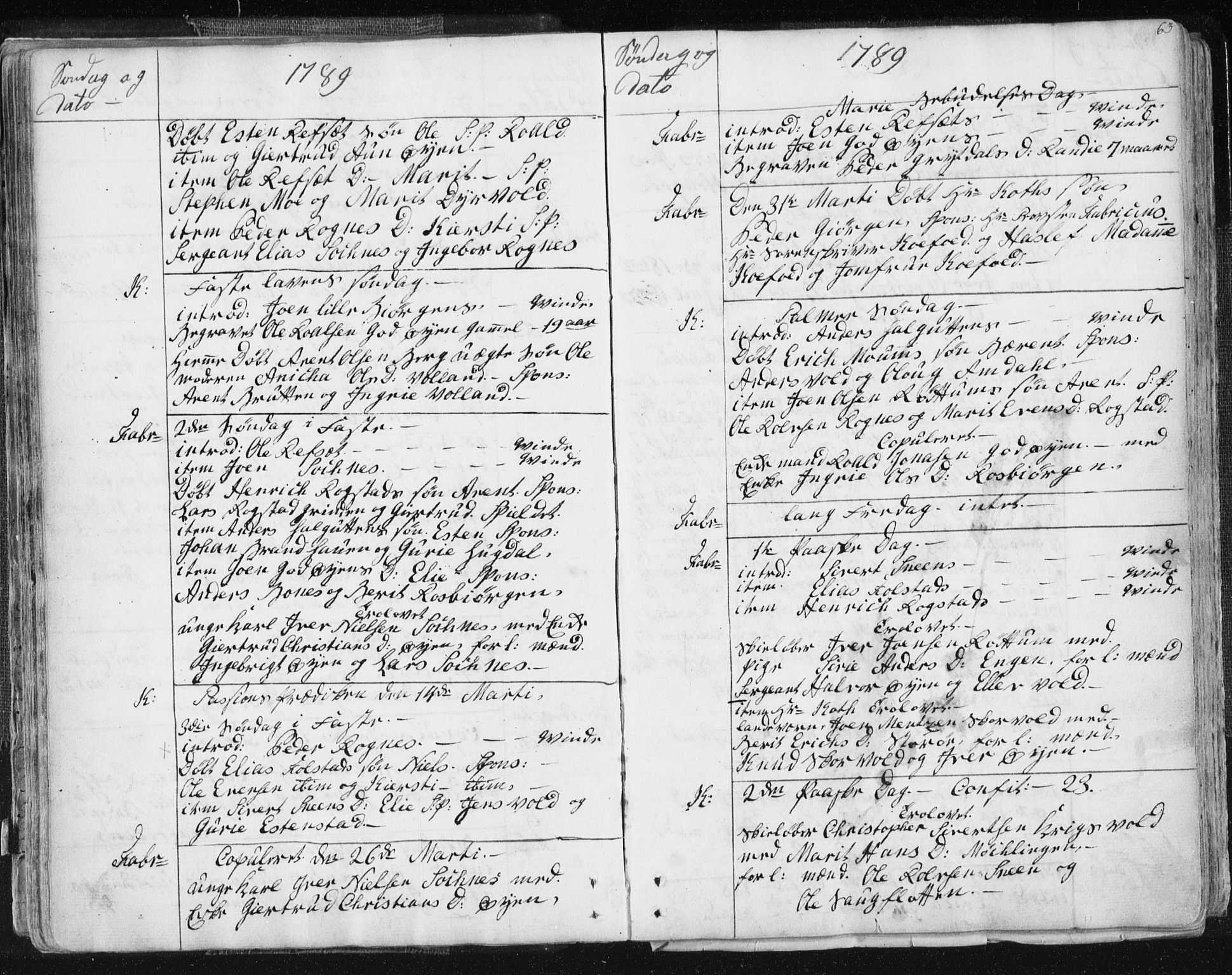 Ministerialprotokoller, klokkerbøker og fødselsregistre - Sør-Trøndelag, AV/SAT-A-1456/687/L0991: Parish register (official) no. 687A02, 1747-1790, p. 63