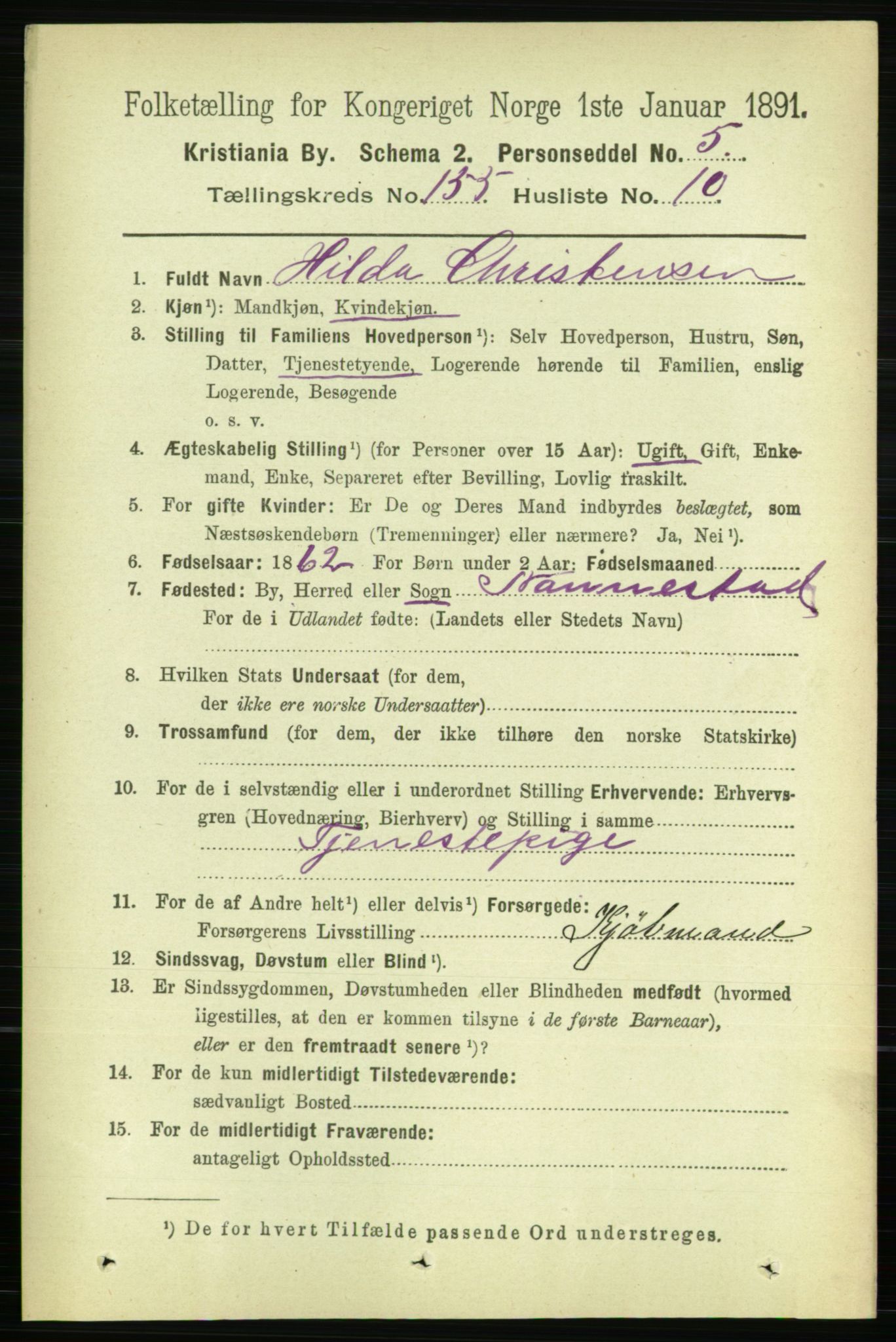 RA, 1891 census for 0301 Kristiania, 1891, p. 88425