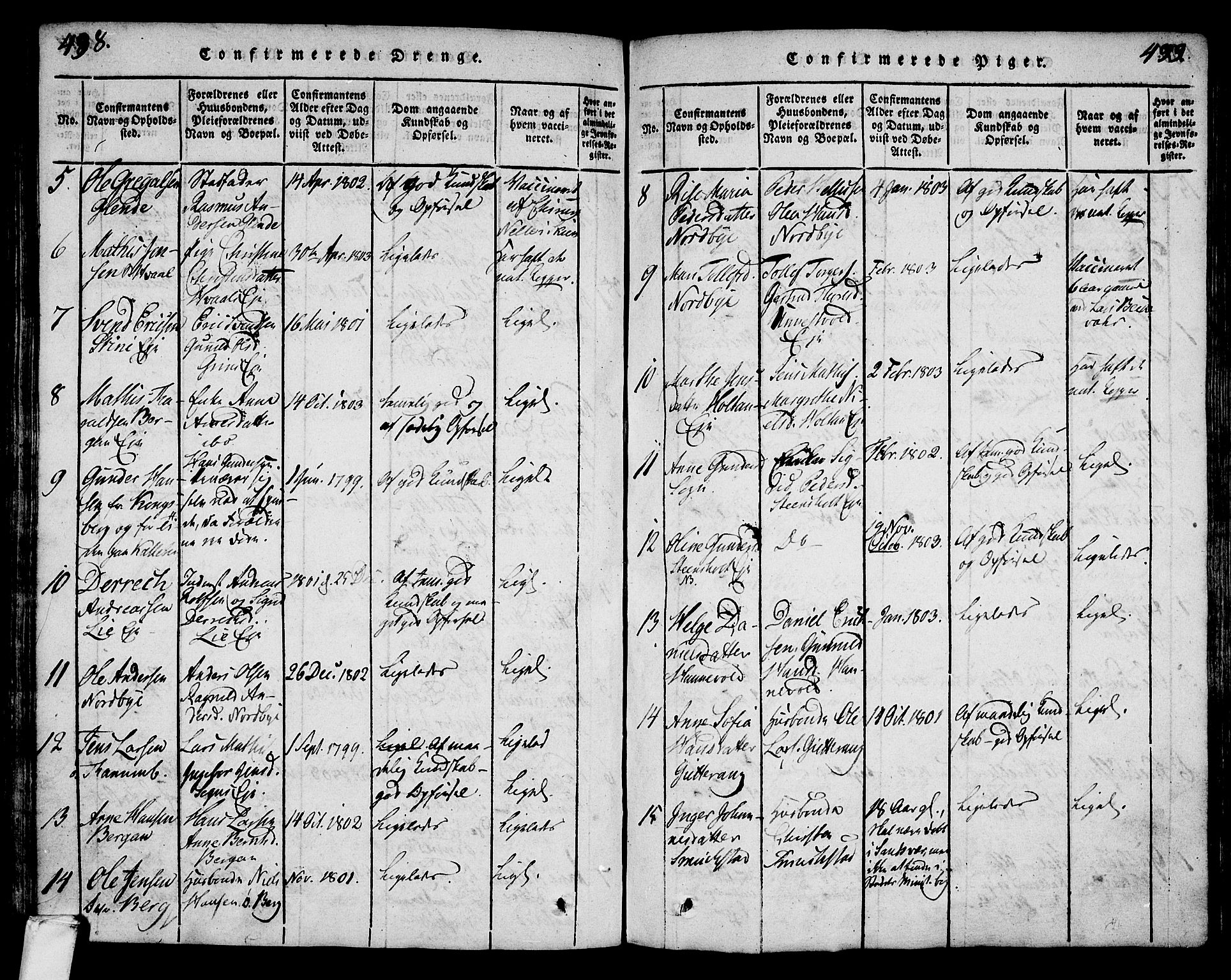 Lardal kirkebøker, AV/SAKO-A-350/F/Fa/L0005: Parish register (official) no. I 5, 1814-1835, p. 498-499