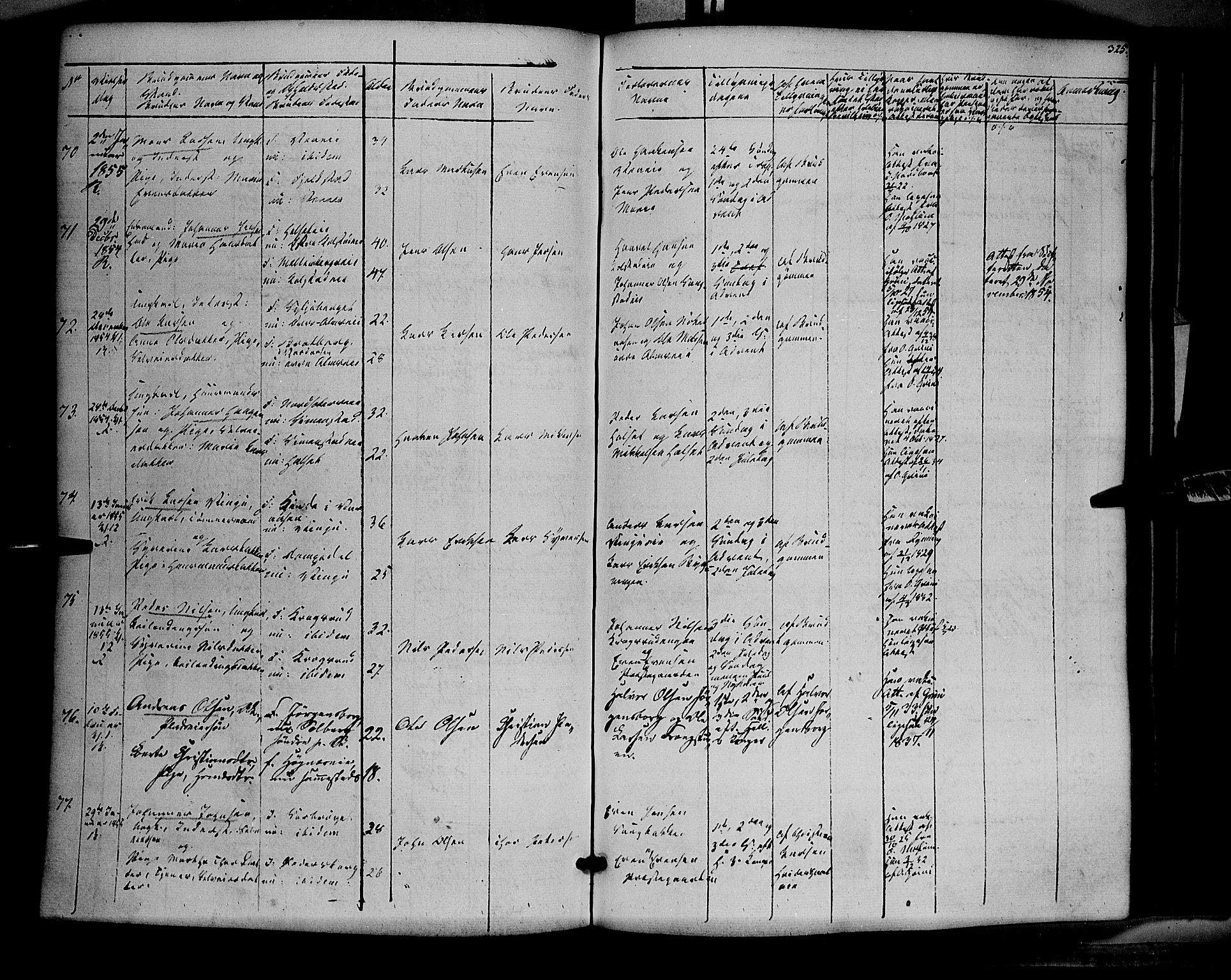 Ringsaker prestekontor, SAH/PREST-014/K/Ka/L0009: Parish register (official) no. 9, 1850-1860, p. 325