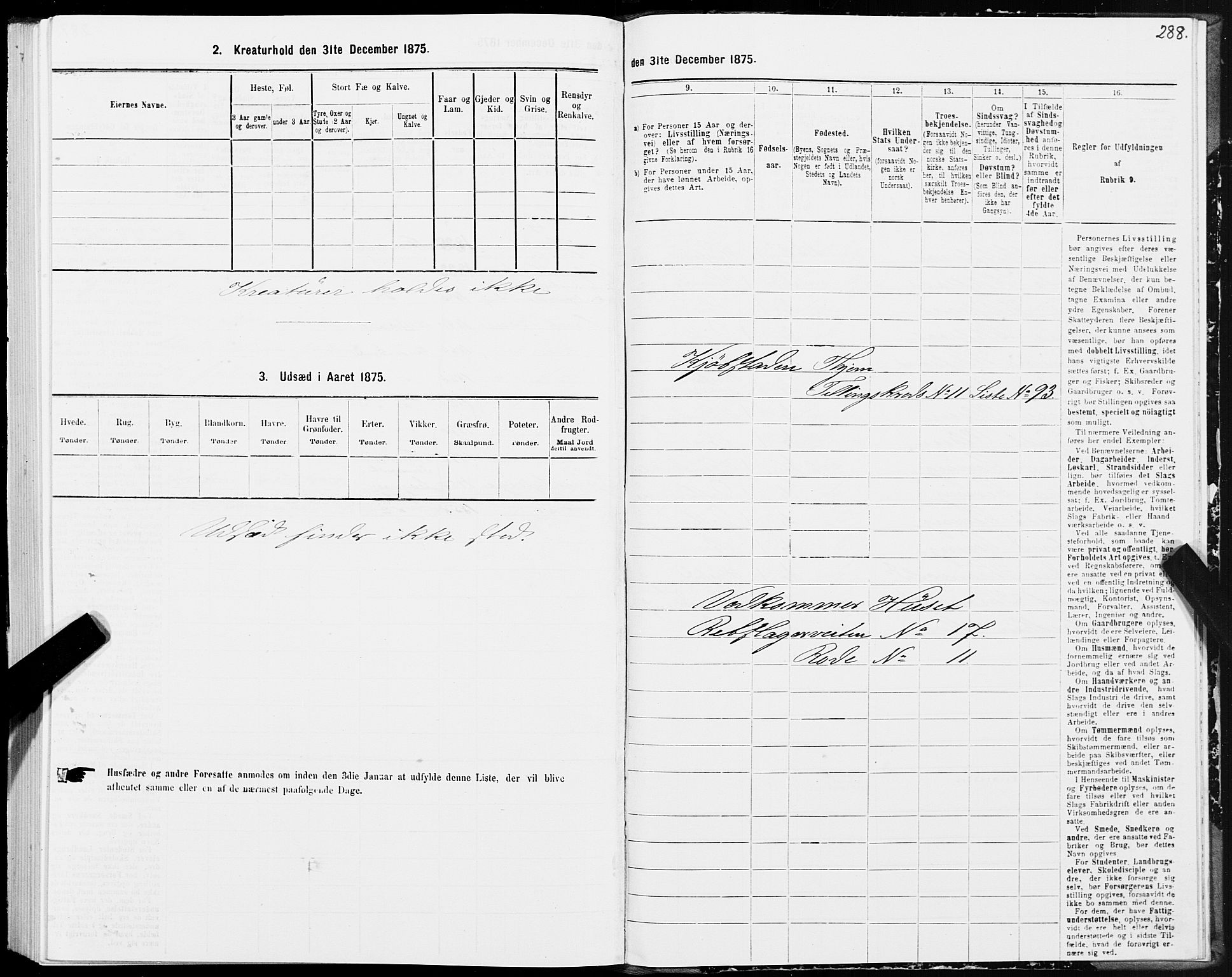 SAT, 1875 census for 1601 Trondheim, 1875, p. 6288