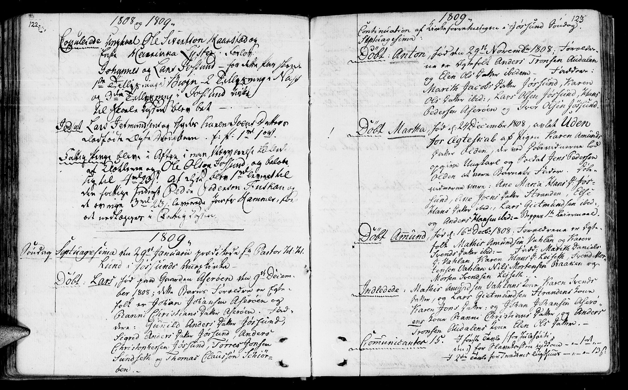 Ministerialprotokoller, klokkerbøker og fødselsregistre - Sør-Trøndelag, SAT/A-1456/655/L0674: Parish register (official) no. 655A03, 1802-1826, p. 122-123