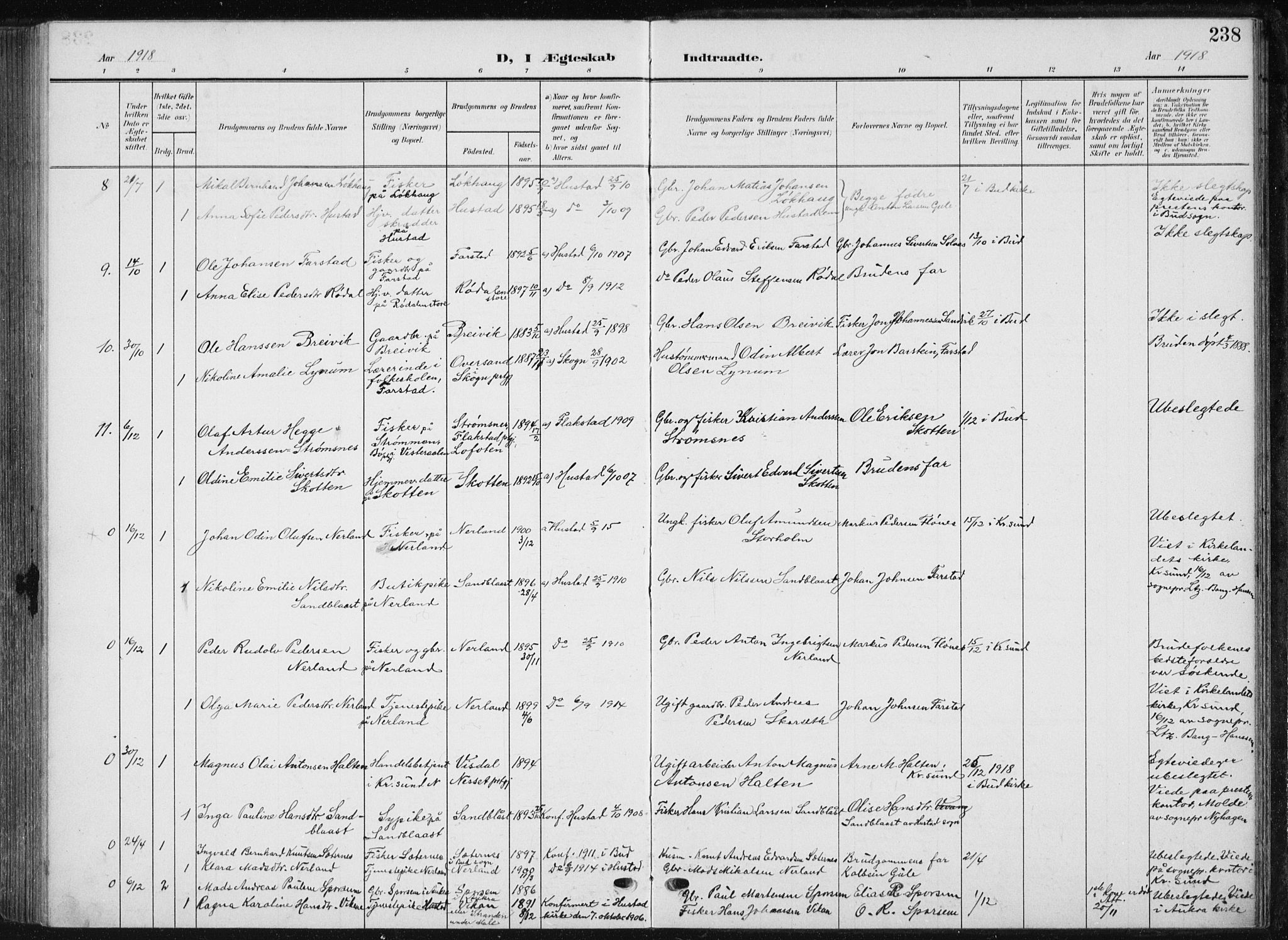 Ministerialprotokoller, klokkerbøker og fødselsregistre - Møre og Romsdal, AV/SAT-A-1454/567/L0784: Parish register (copy) no. 567C04, 1903-1938, p. 238