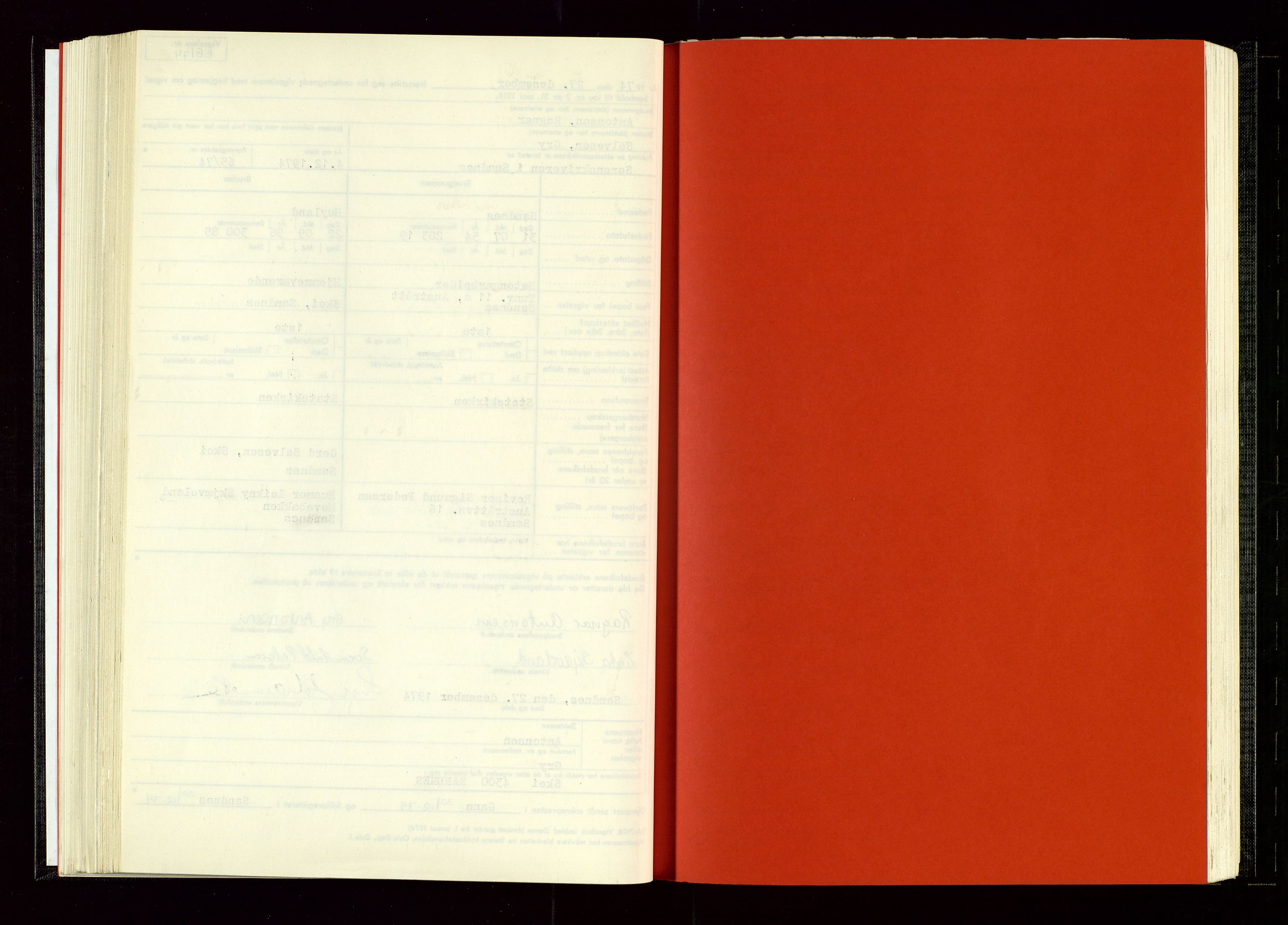 Sandnes sorenskriveri, AV/SAST-A-100312/02/I/Id/L0004: Vigsel (Vigselsbok), 1974-1976