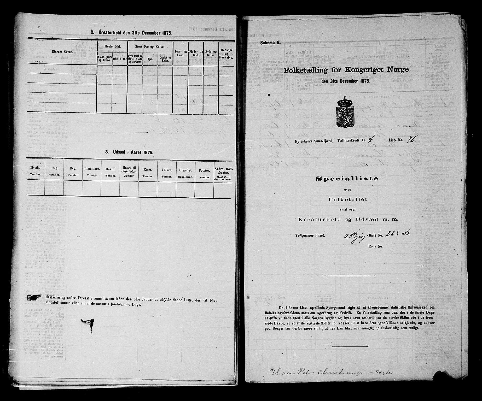 SAKO, 1875 census for 0706B Sandeherred/Sandefjord, 1875, p. 172