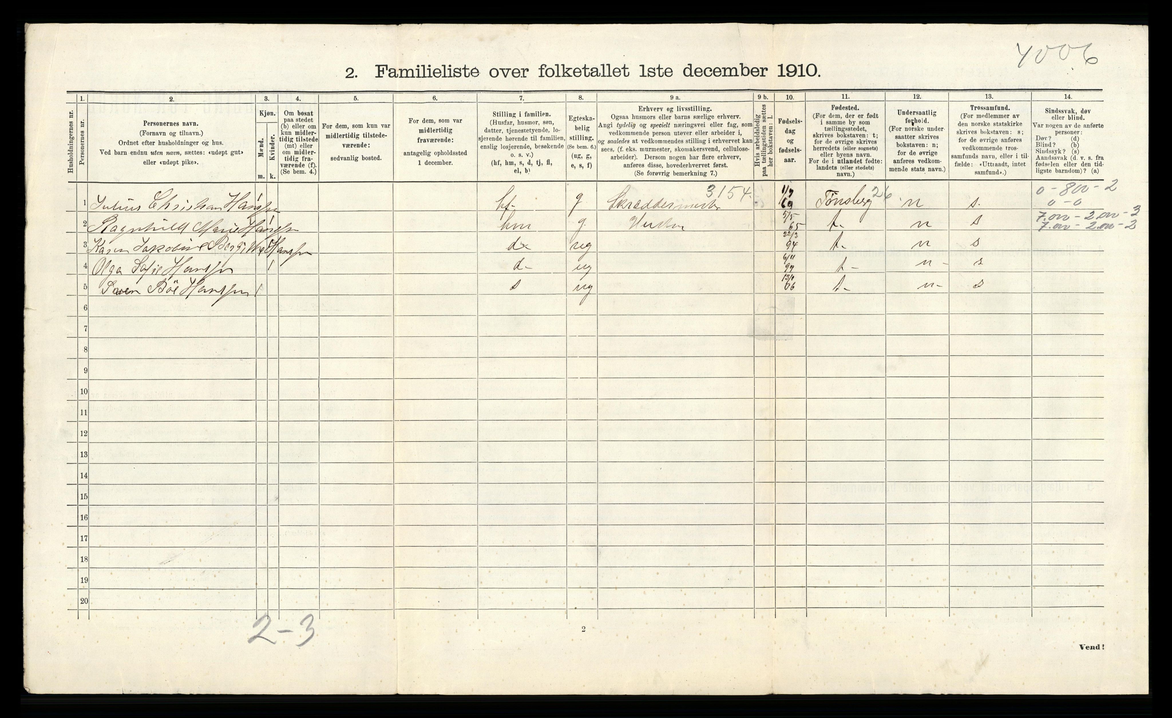 RA, 1910 census for Arendal, 1910, p. 4792