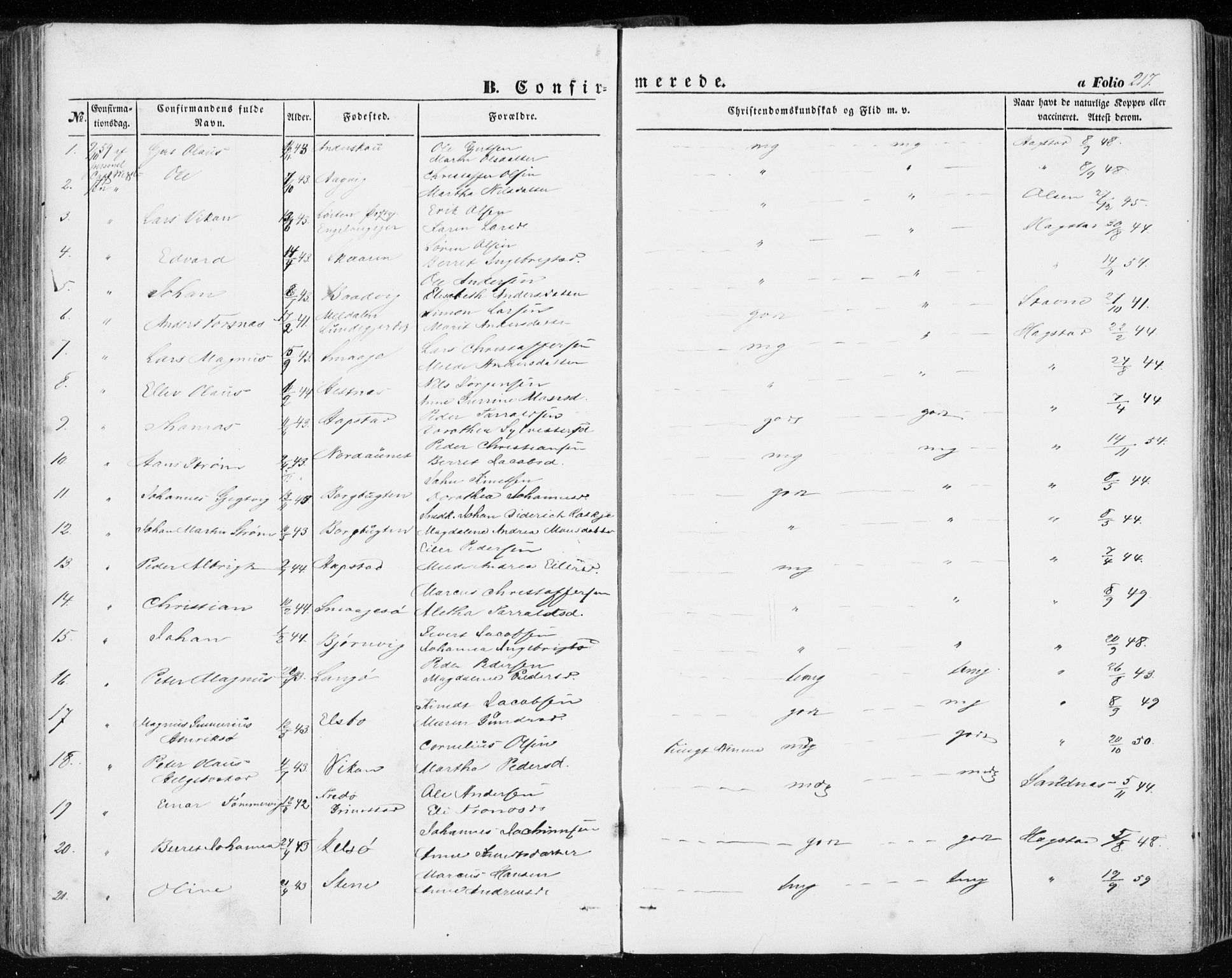 Ministerialprotokoller, klokkerbøker og fødselsregistre - Sør-Trøndelag, SAT/A-1456/634/L0530: Parish register (official) no. 634A06, 1852-1860, p. 217