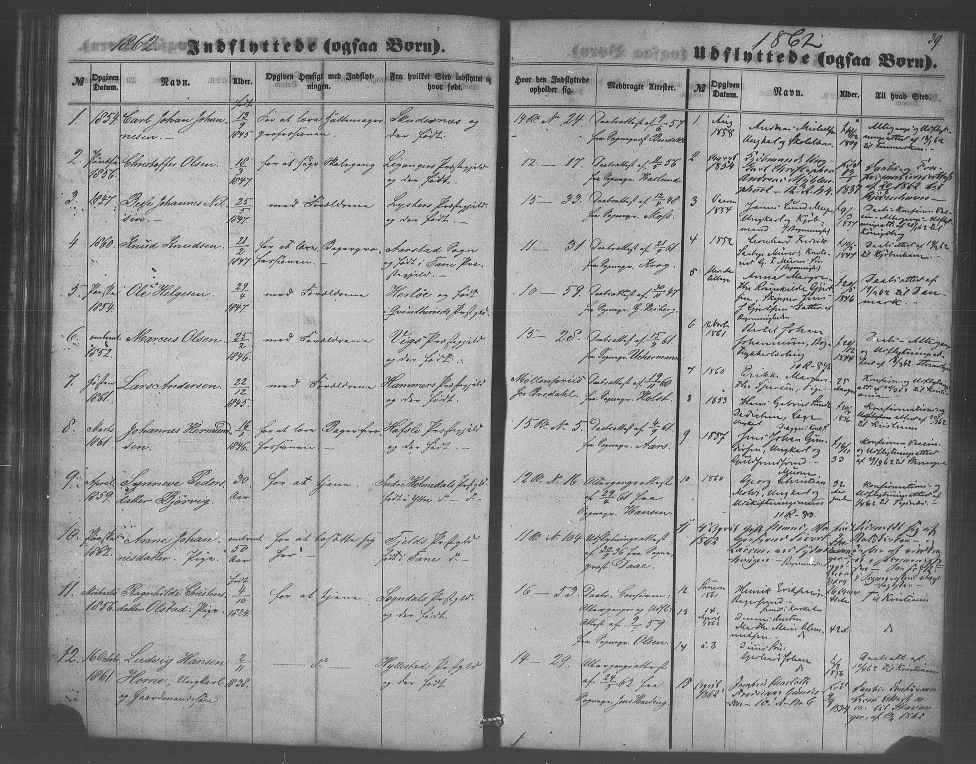 Domkirken sokneprestembete, SAB/A-74801/H/Haa/L0048: Parish register (official) no. F 3, 1858-1874, p. 39