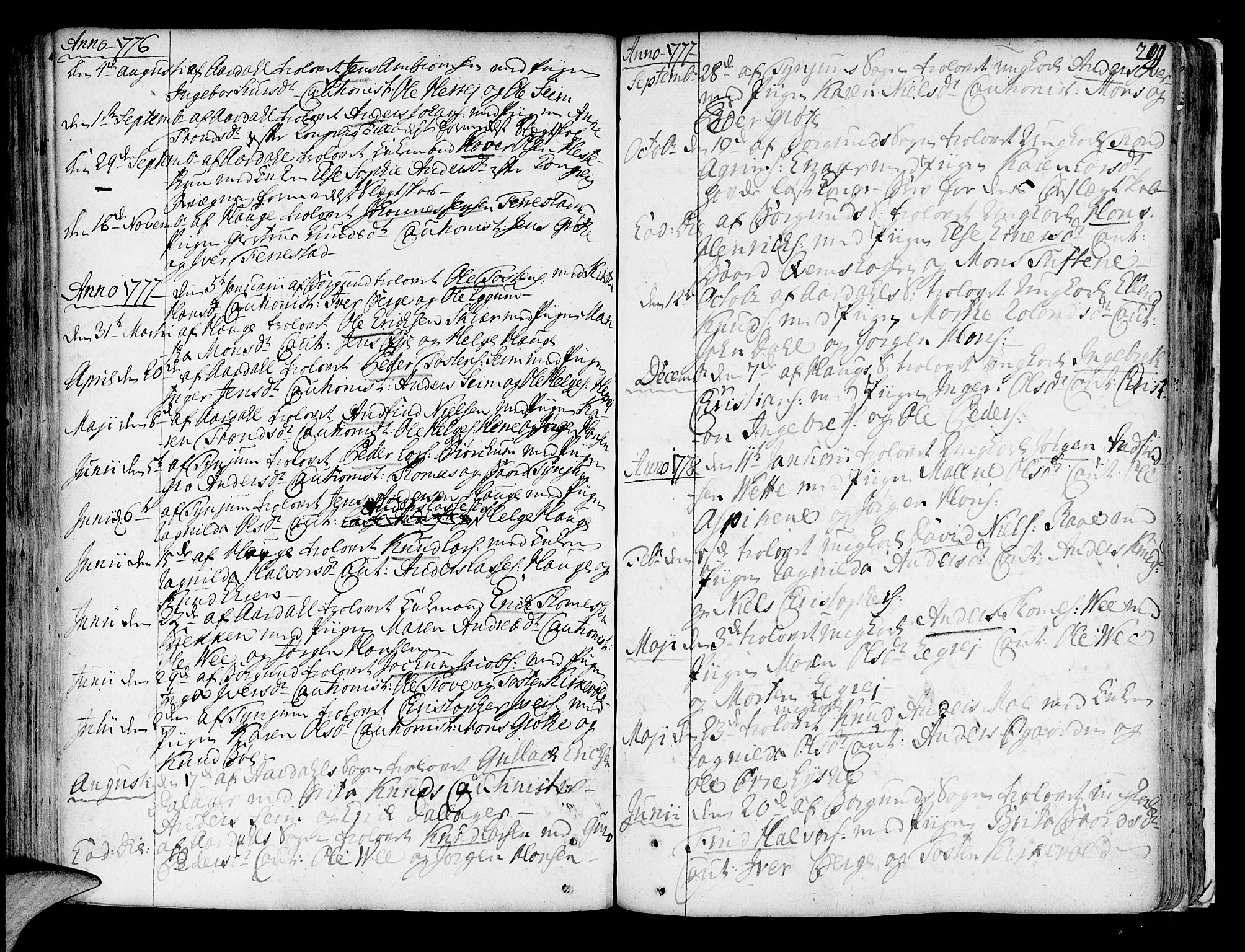 Lærdal sokneprestembete, SAB/A-81201: Parish register (official) no. A 2, 1752-1782, p. 209