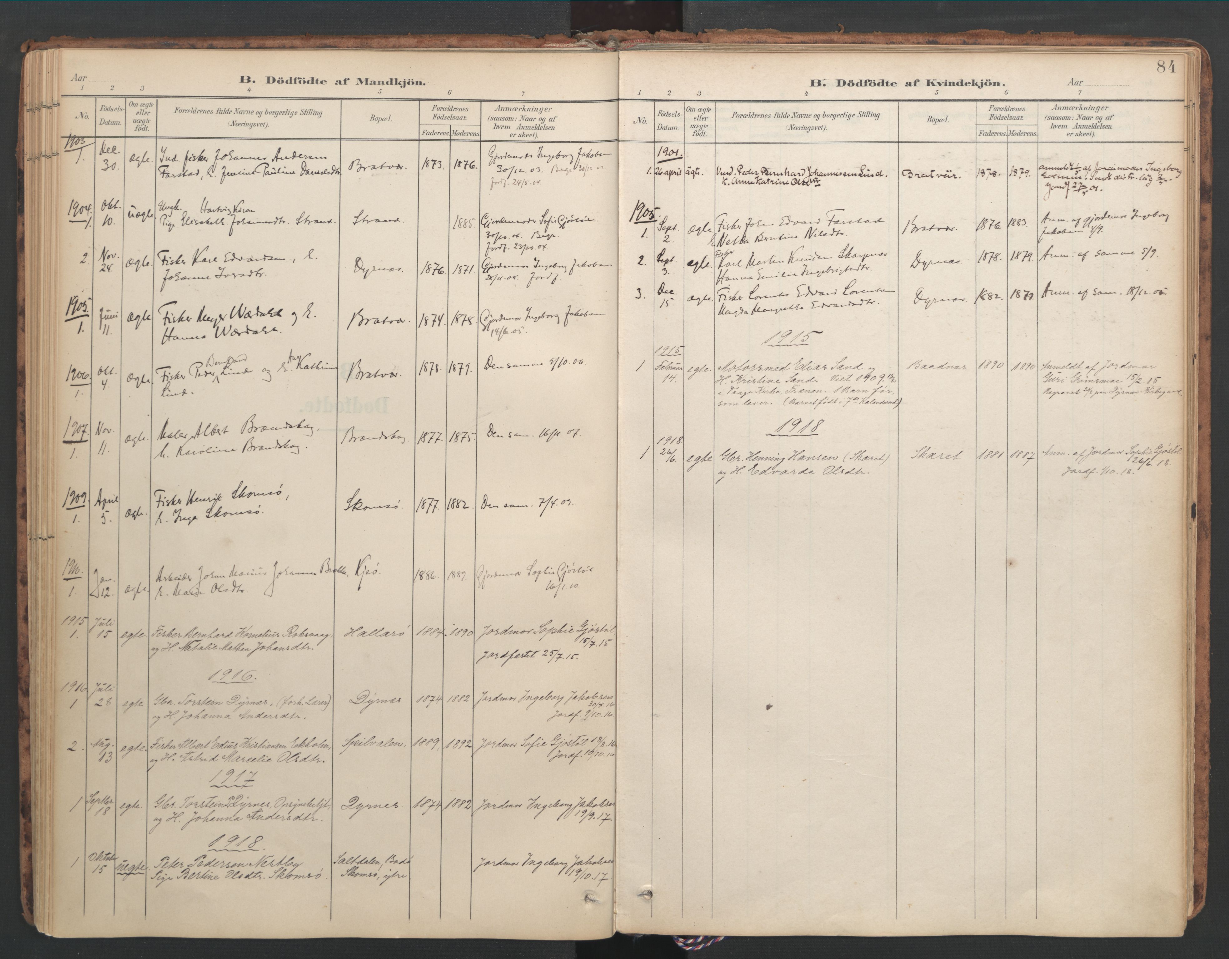 Ministerialprotokoller, klokkerbøker og fødselsregistre - Møre og Romsdal, AV/SAT-A-1454/582/L0948: Parish register (official) no. 582A02, 1901-1922, p. 84